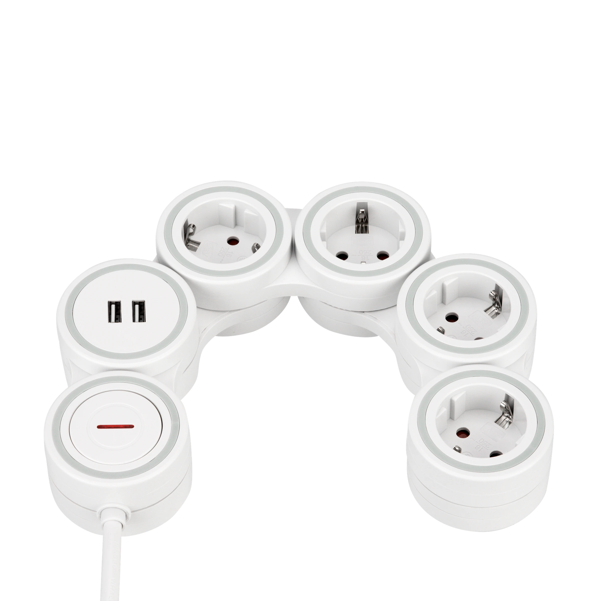 Steckdosenleiste Supraflex 4-fach USB & Schalter 1,4m weiß-grau
