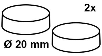 Abdeckkappe, Weiß, 20 mm, für Stand-WC/Ablage-Befestigung (2x)