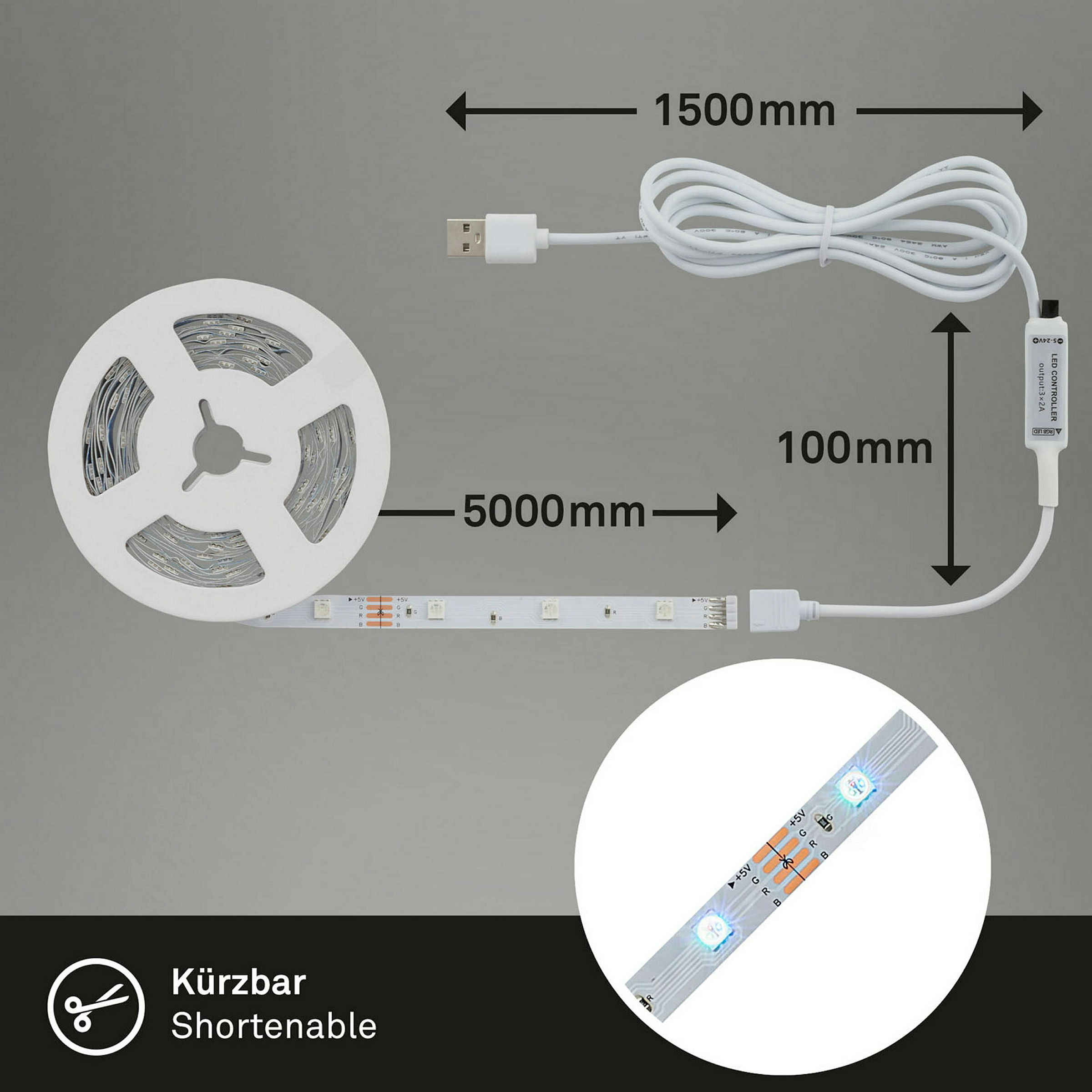 USB SMART WiFi + Bluetooth RGB-LED Flexband, 5m, USB