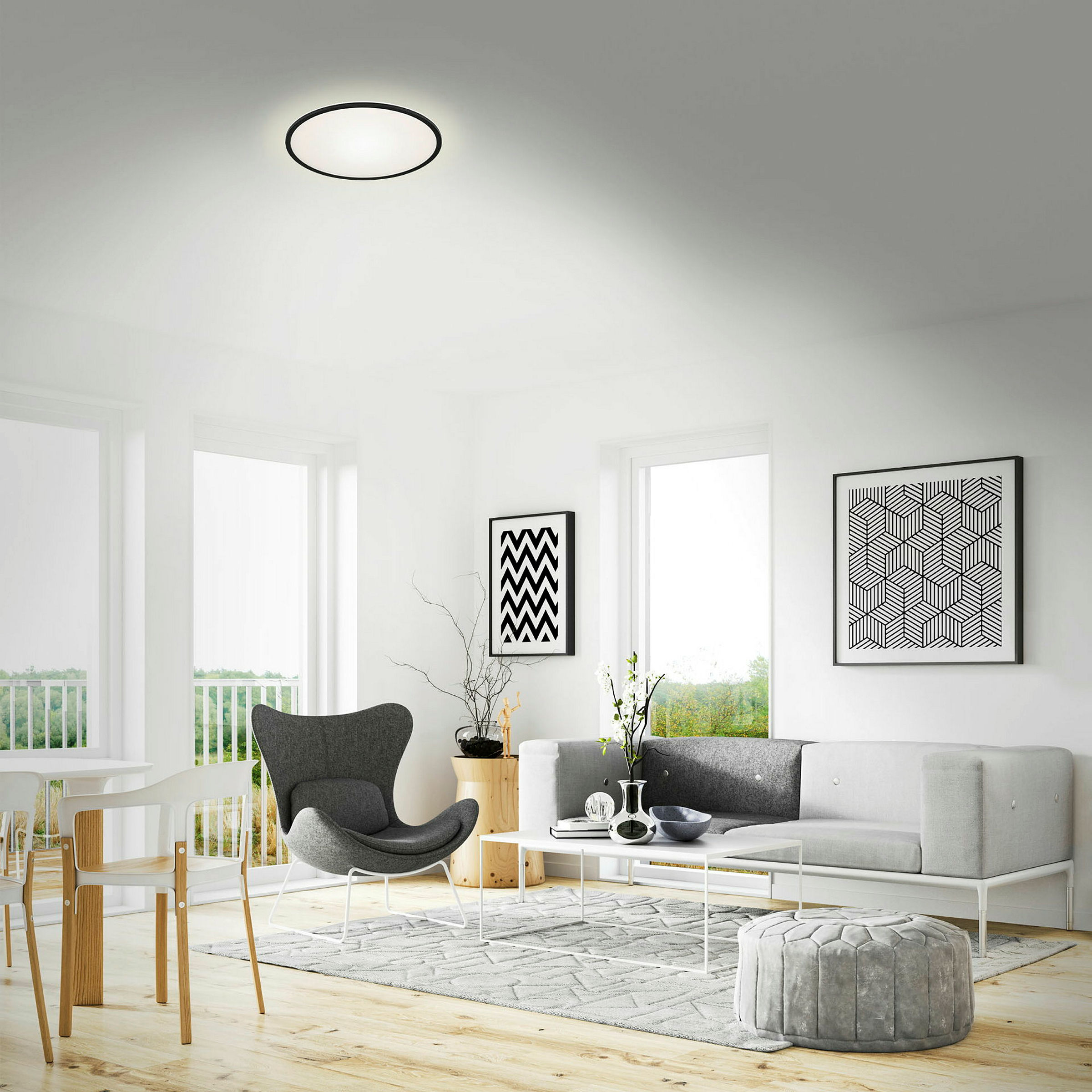 LED Deckenleuchte mit Backlighteffekt, schwarz, 1xLED/15W