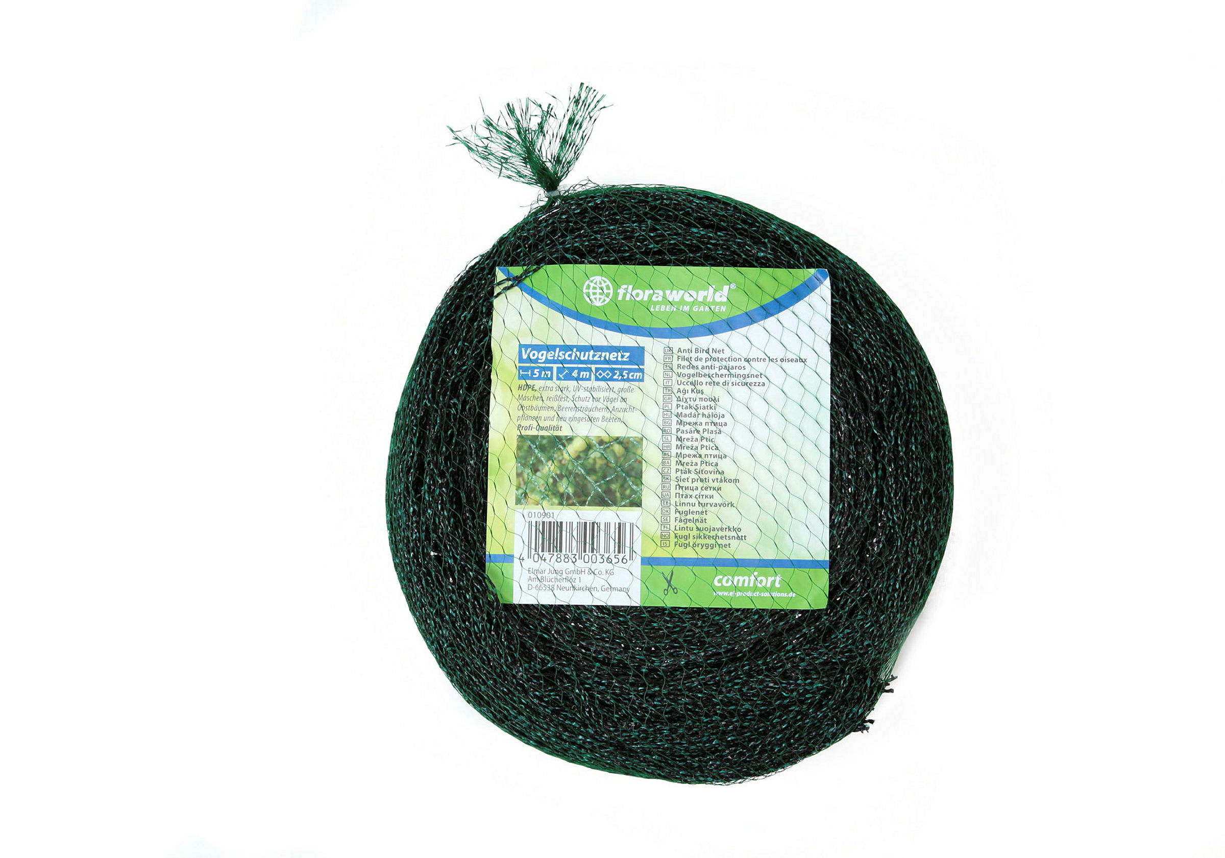 Vogelschutznetz Comfort, Maße: 5 x 4 m, MW: 2,5 x 2,5 cm, HDPE, grün