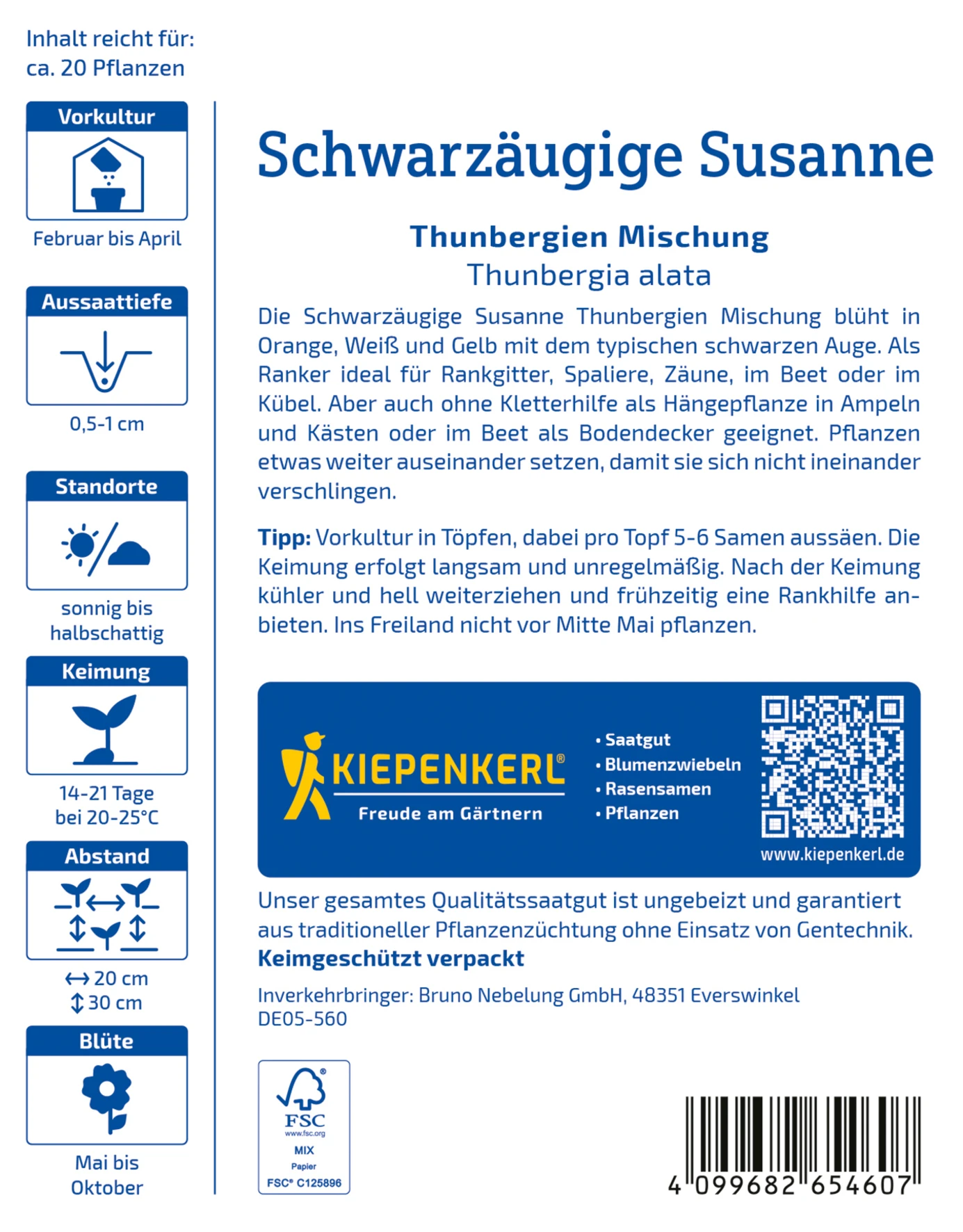 Kiepenkerl Schwarzäugige Susanne Thunbergien Mischung