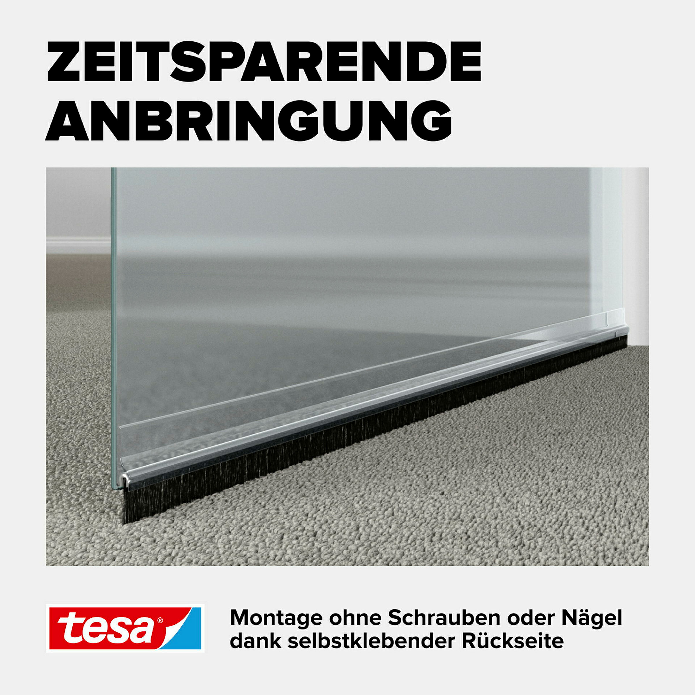 tesamoll® Türdichtschiene für Textilböden, transparent