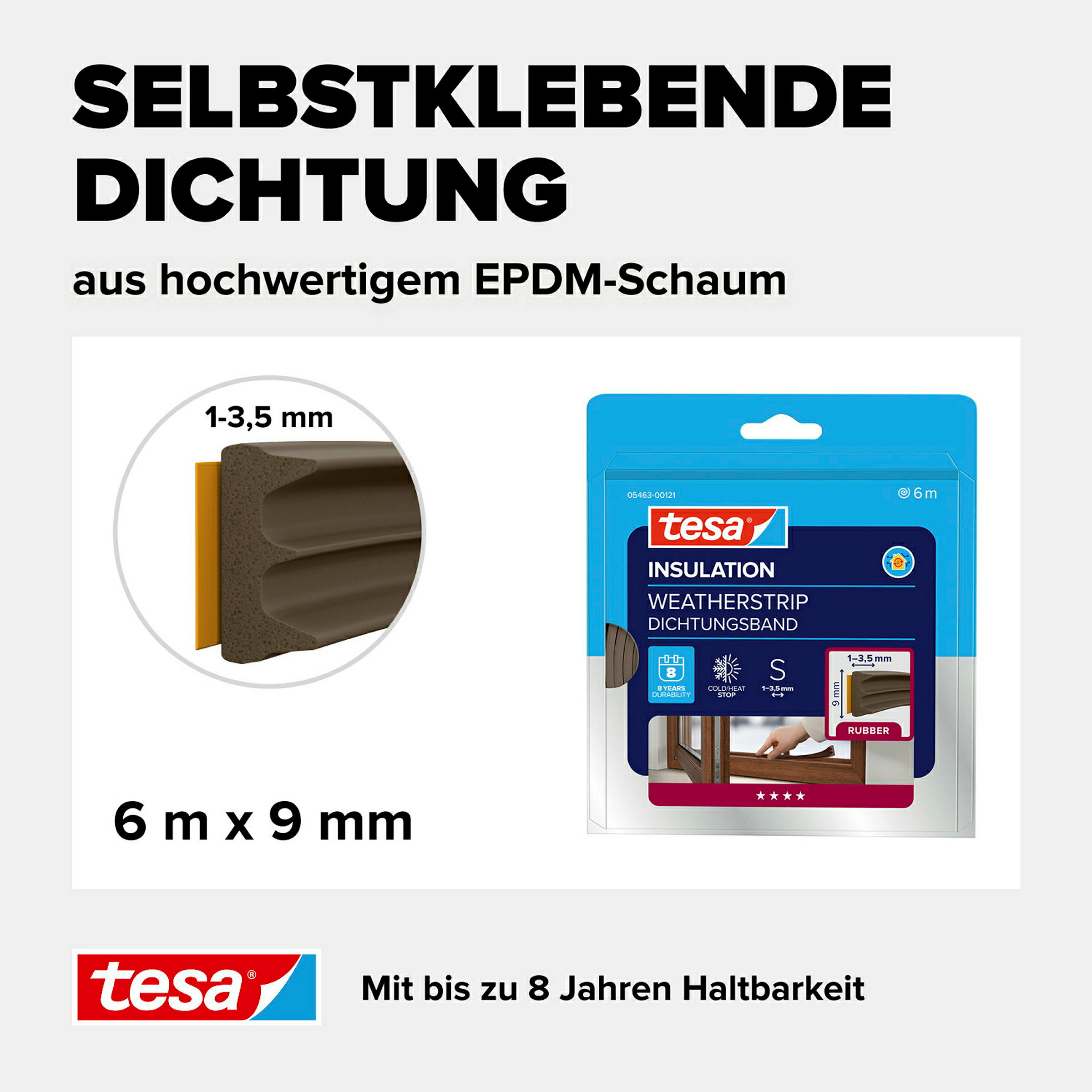 tesamoll® E-Profil braun, für Spalten von 1-3,5mm