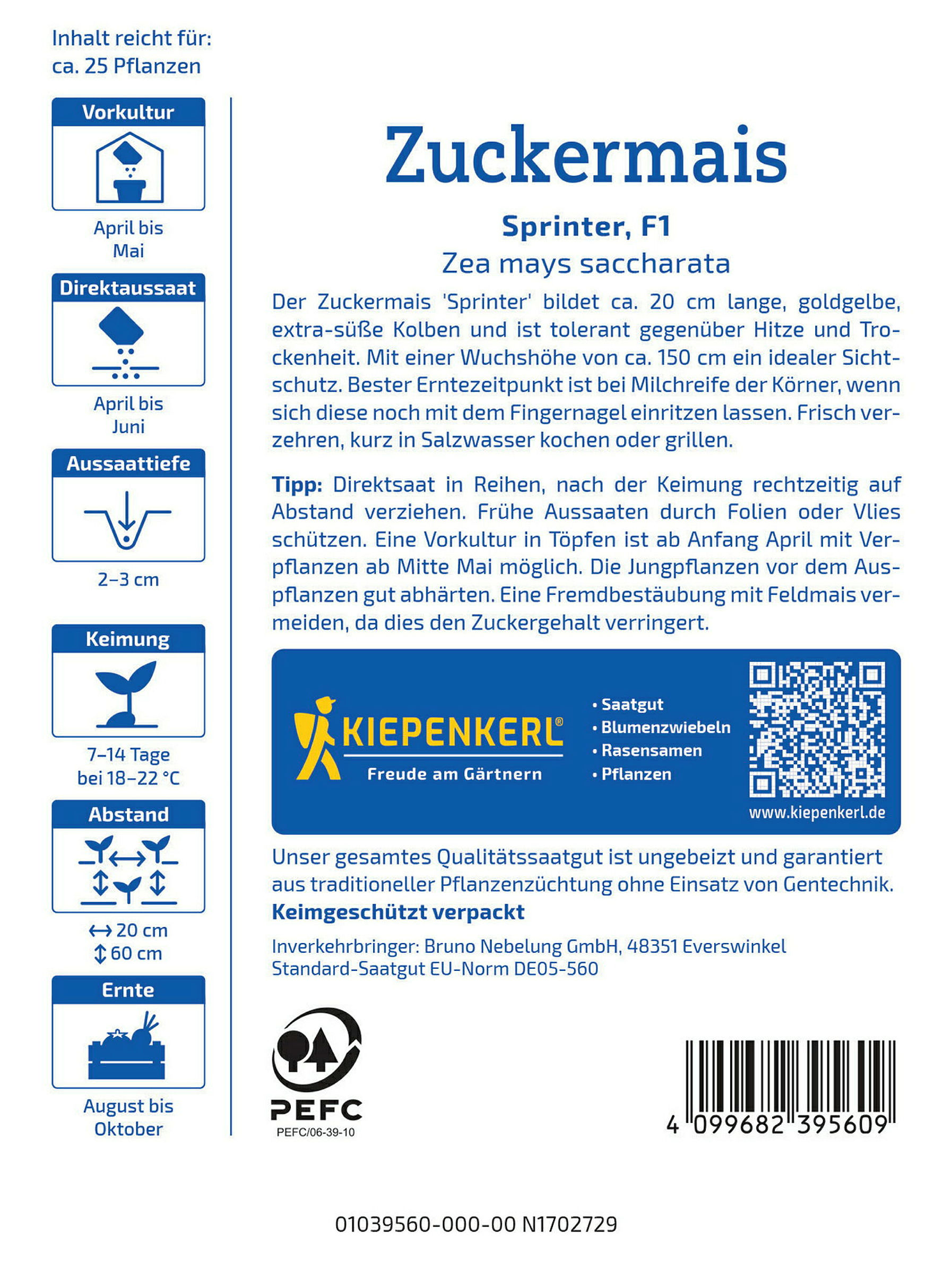 Kiepenkerl Zuckermais Sprinter, F1