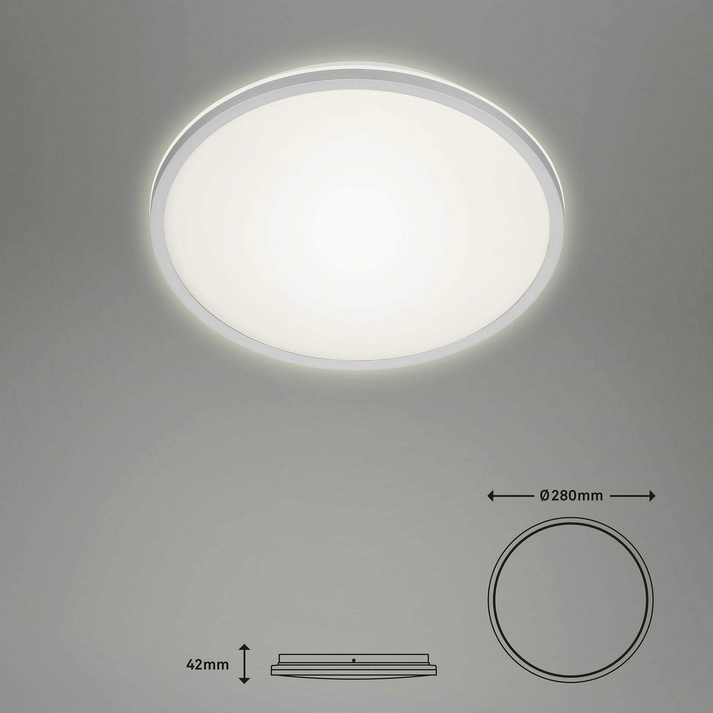 LED Deckenleuchte mit Backlighteffekt, silberfarbig, 1xLED/15W