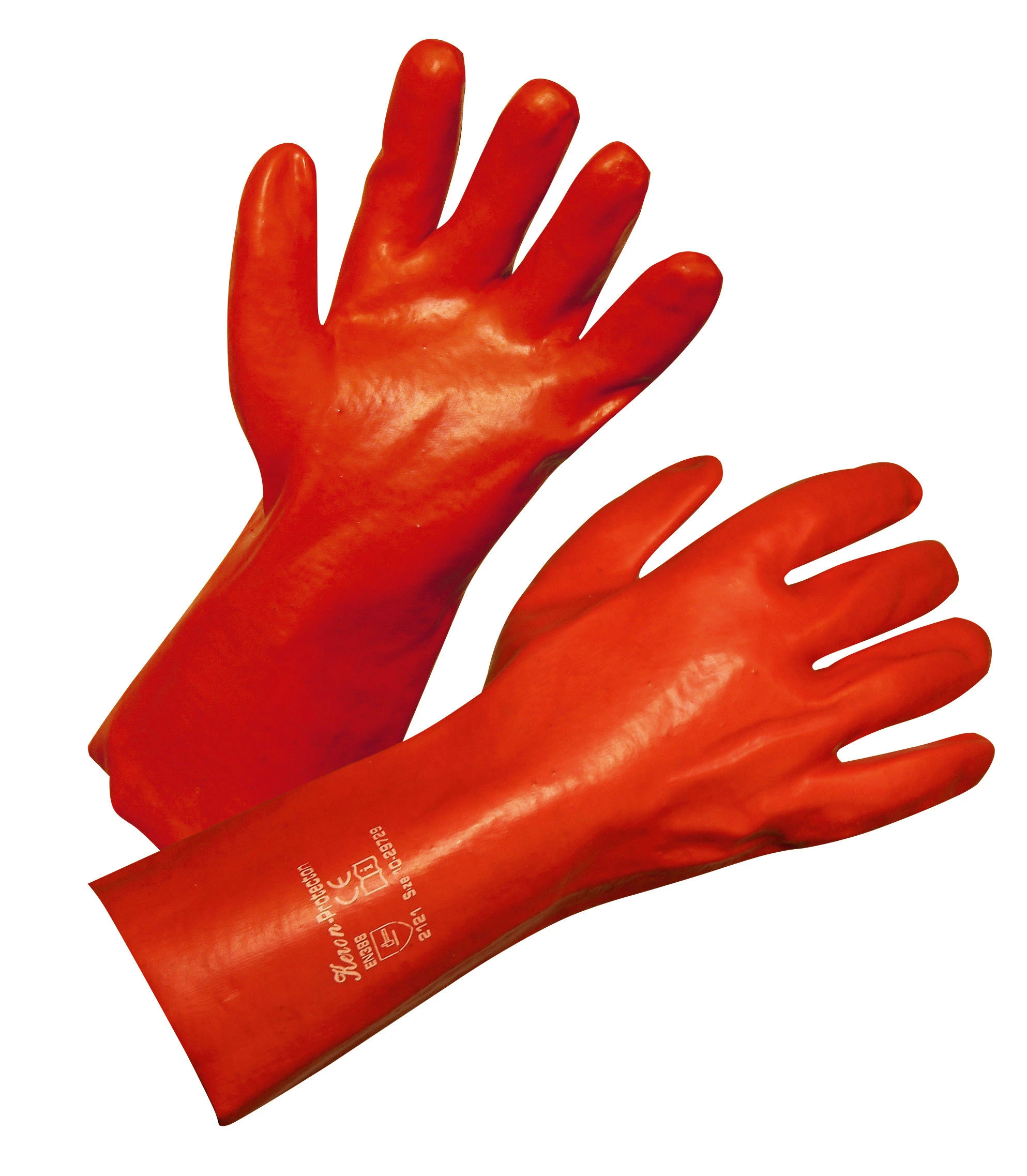 Schutzhandschuh PVC Protecton Gr. 10, 35cm lang, rotbraun