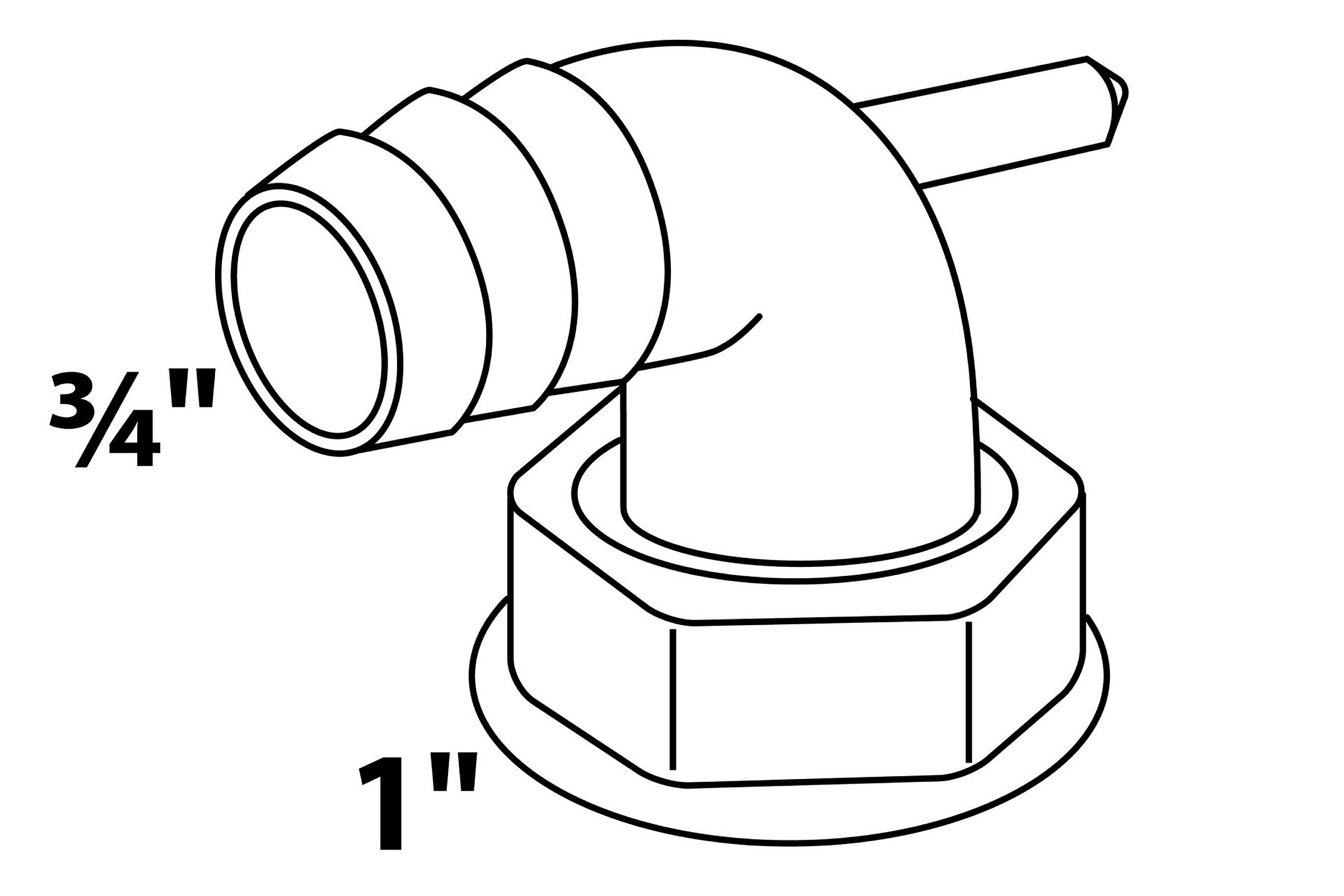 ECO-SAVE KS Geräteanschluss 90°, Grau, 1'' x 3/4''T, mit Kondensatanschluss