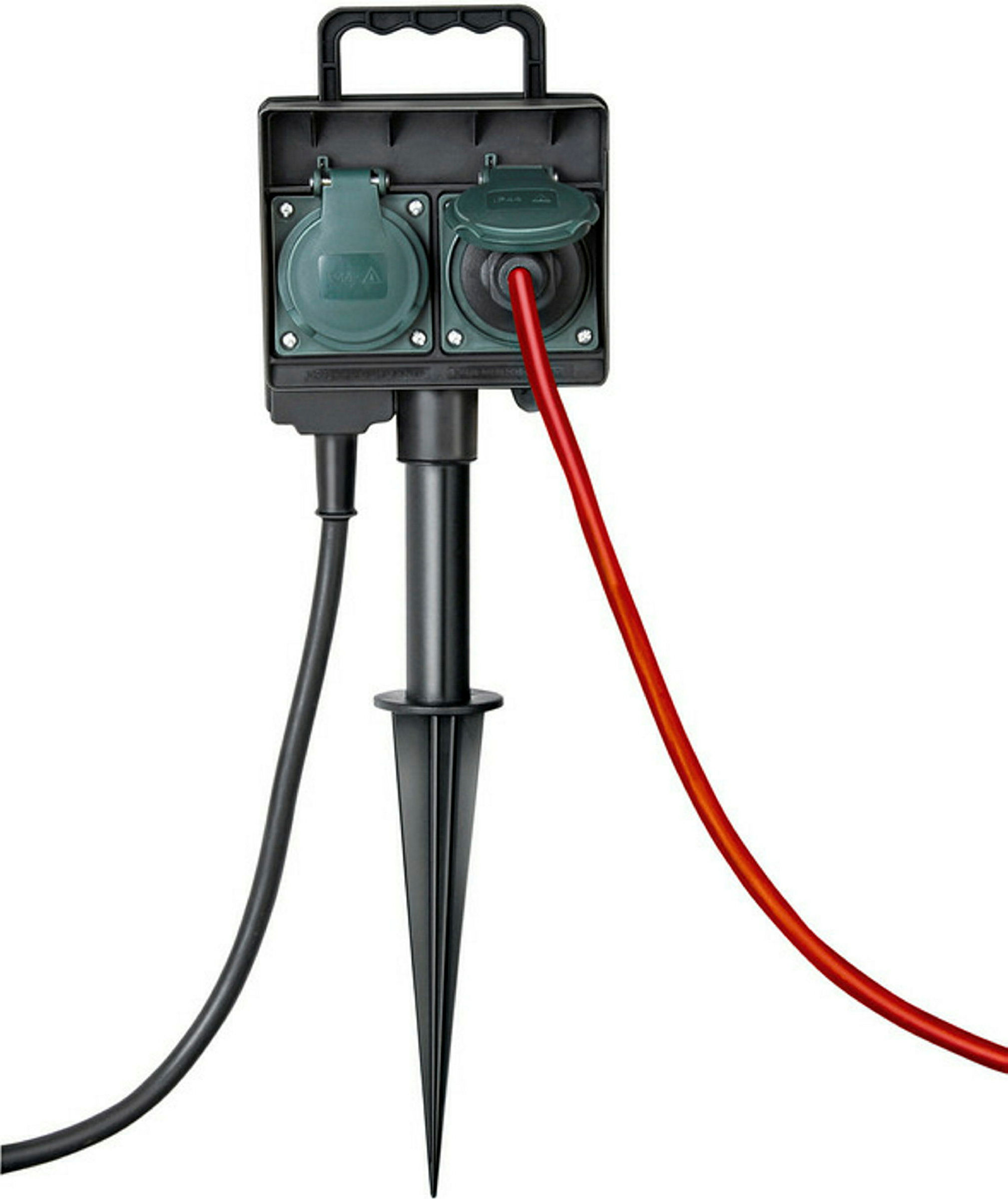 Gartensteckdose mit Erdspiess 2-Fach 1,4m Kabel H07RN-F3G1,5