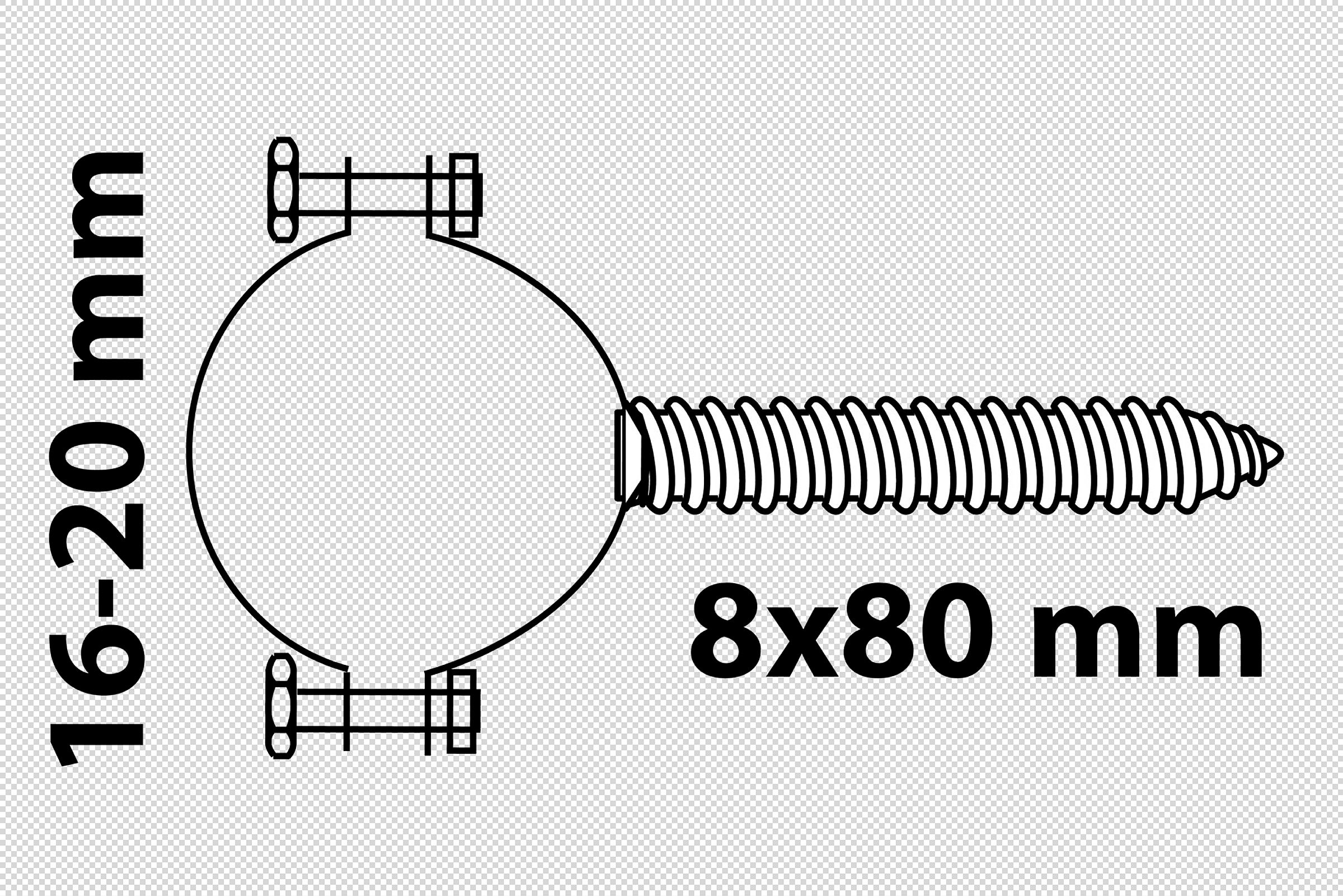 Rohrschelle, 16 mm - 20 mm, mit Stockschraube M8 x 80 mm (2x)