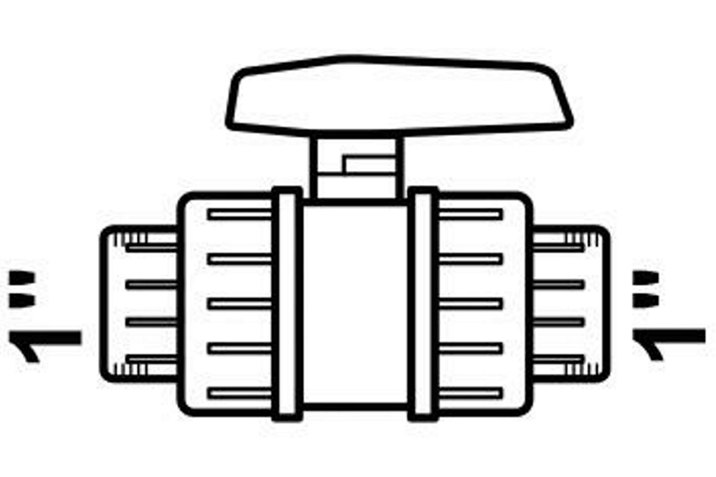 PVC Kugelhahn, 1''IG x 1''IG, für HDPE