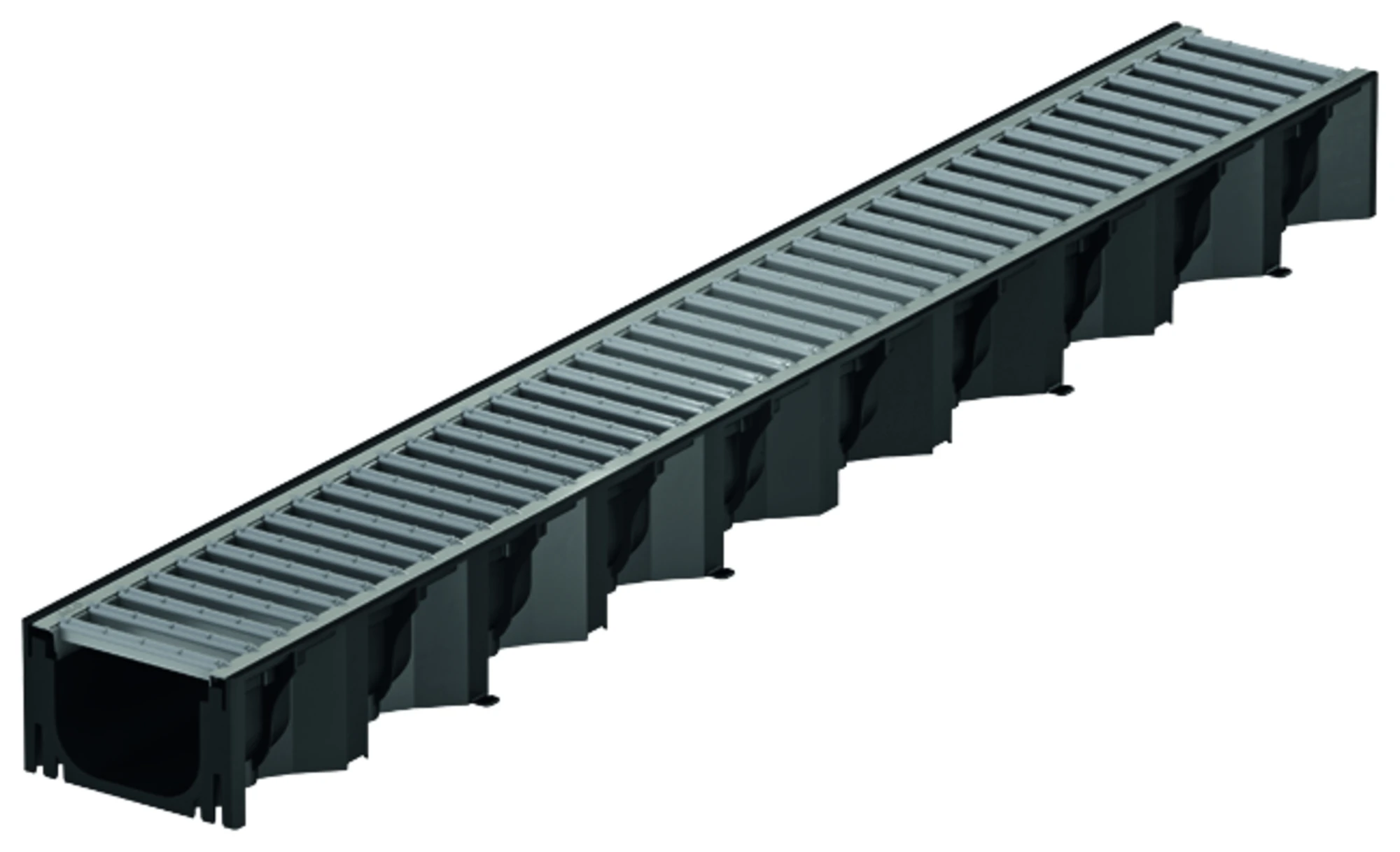 ACO Self® Hexaline 2.0 aus schwarzem Kunststoff 1m mit Stegrost