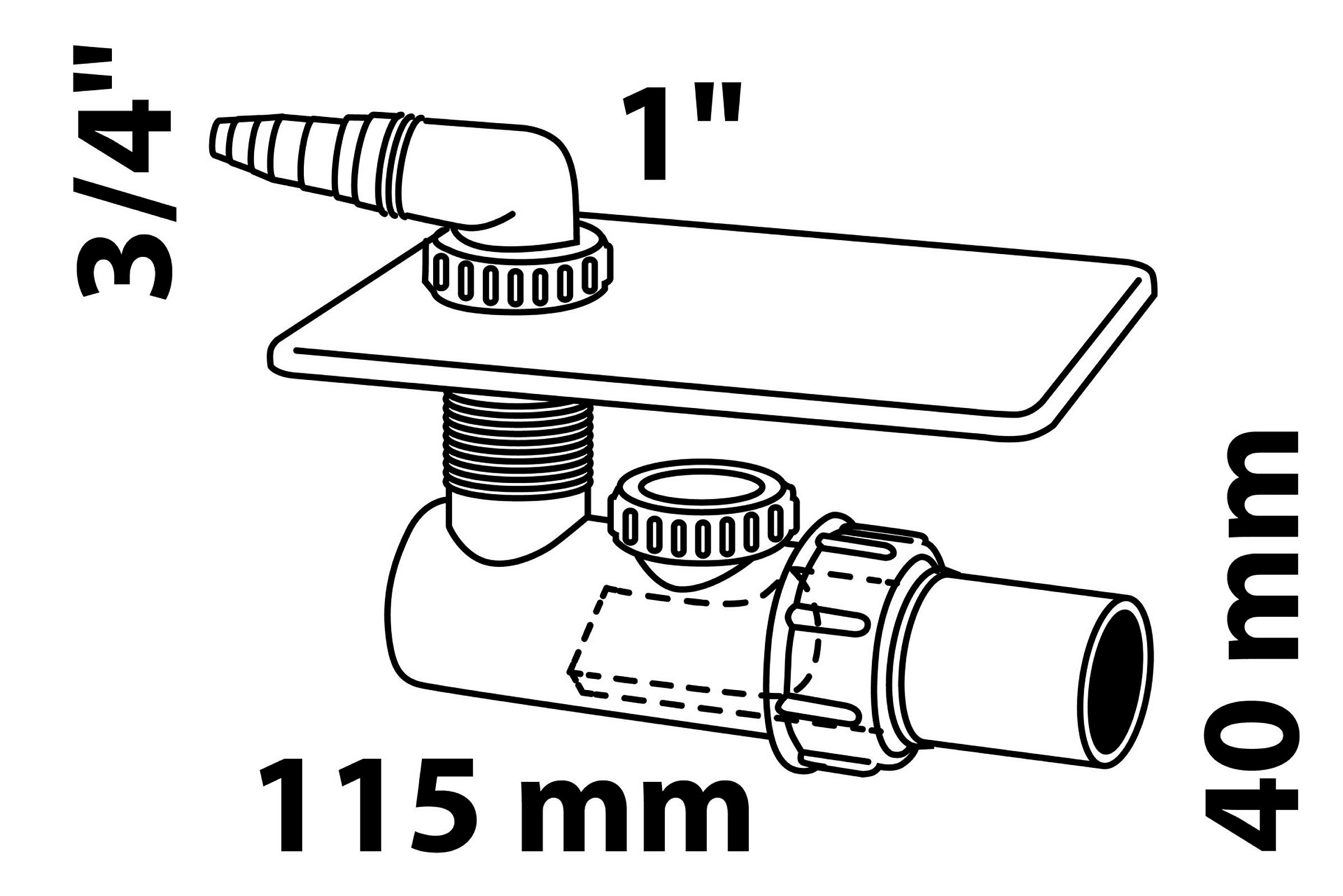 ECO-SAVE KS Unterputz-Waschgeräte-Siphon, Grau, DN40 mm, Edelstahl-Abdeckun