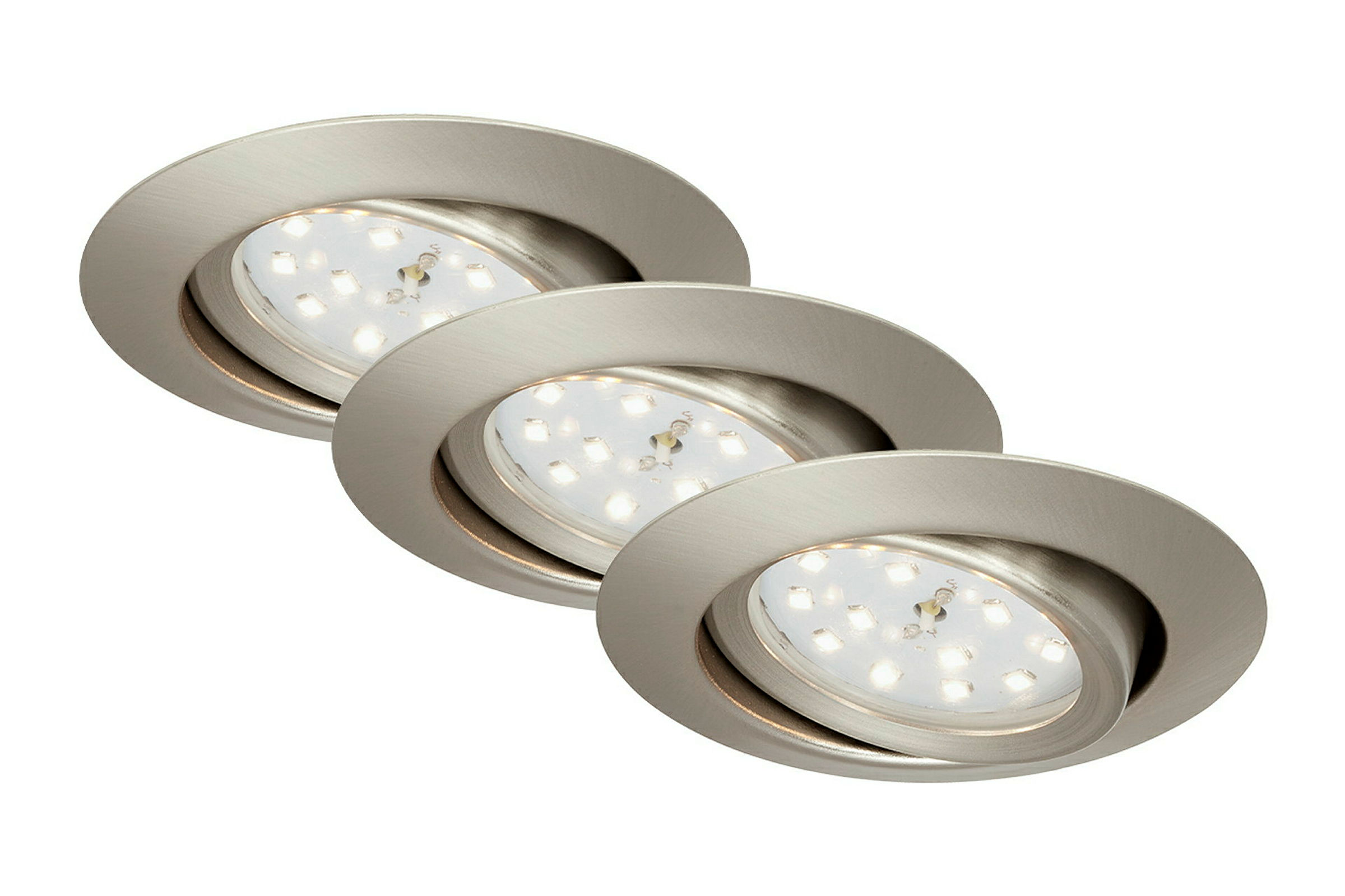 LED Einbauleuchten 3er-Set, matt-nickel, 3xLED-Modul/3W