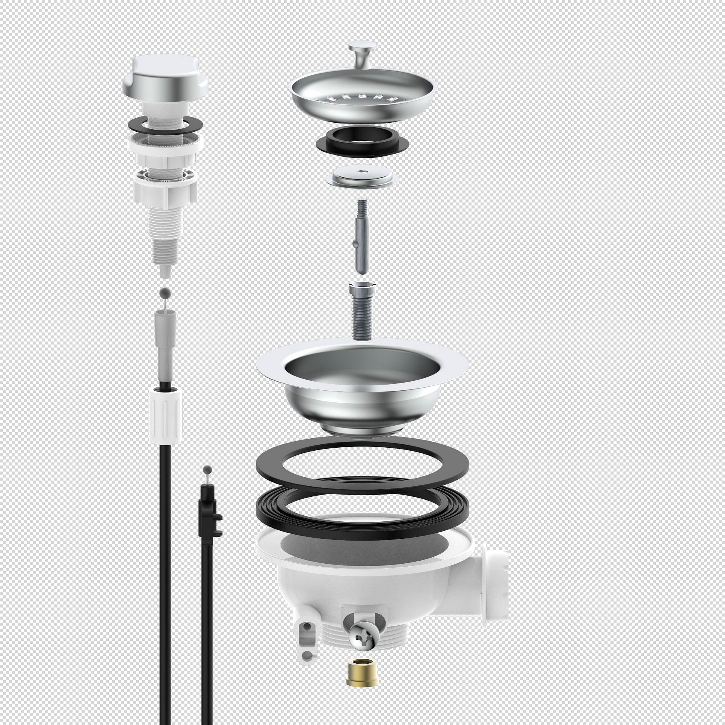 KS Korbventil Bowdenzug, 1 1/2''AG, Edelstahl-Ventilkelch und Sieb Ø114 mm,
