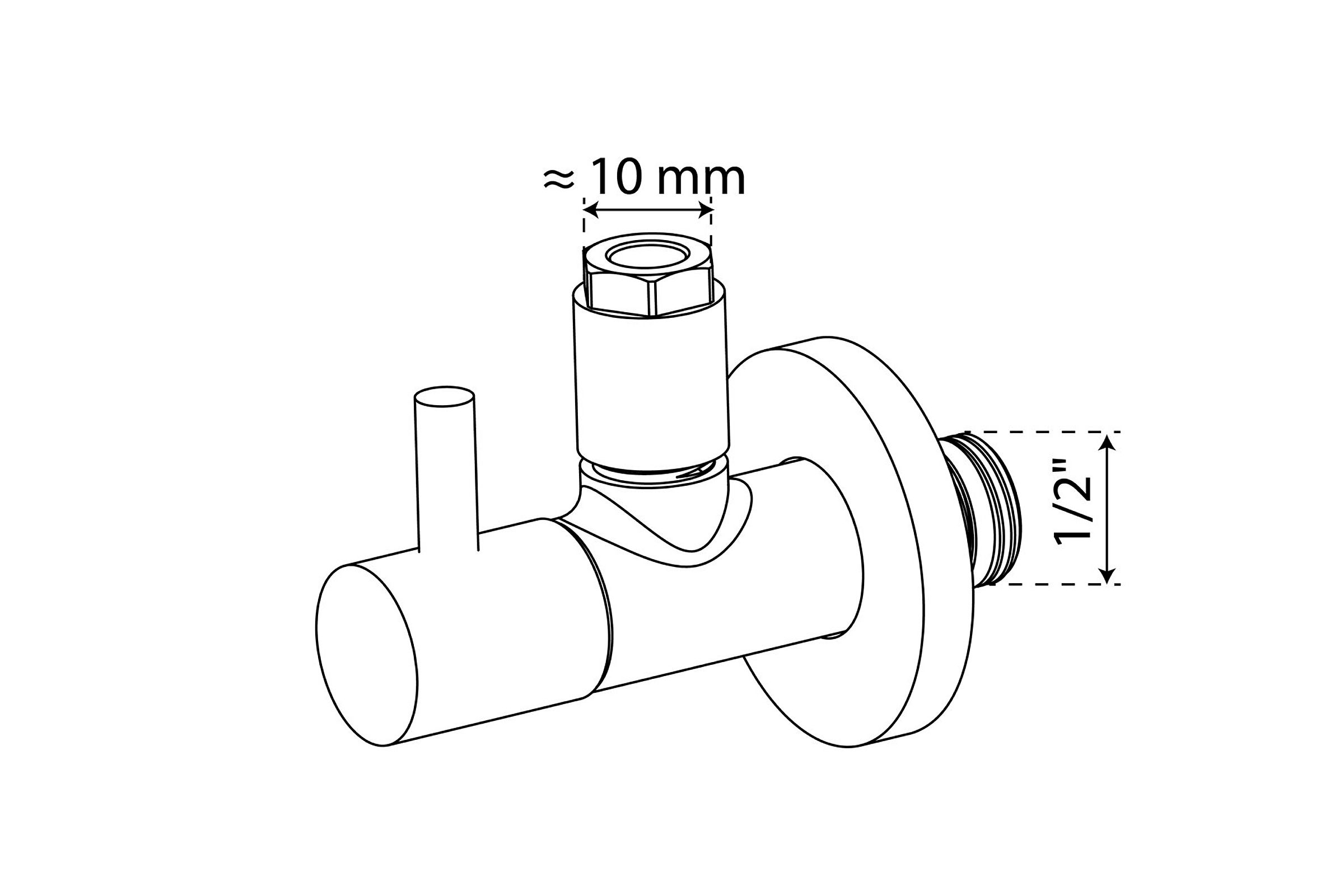 DEV-5WK, Eckventil, 1/2''AG x 10 mmQ, mit Rosette