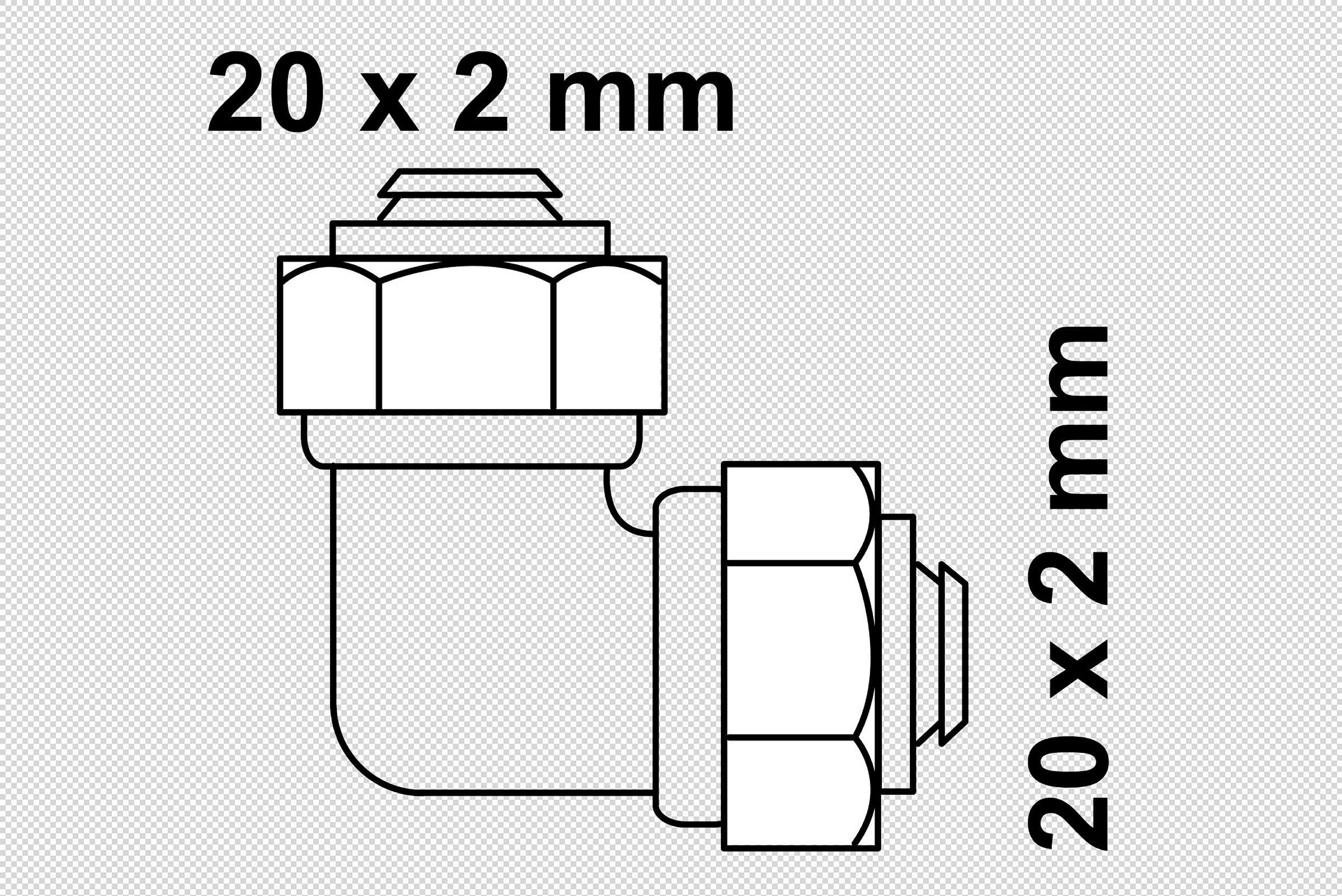 MS Winkel 90°, blank, 20 mm, Klemmfitting für MSVR