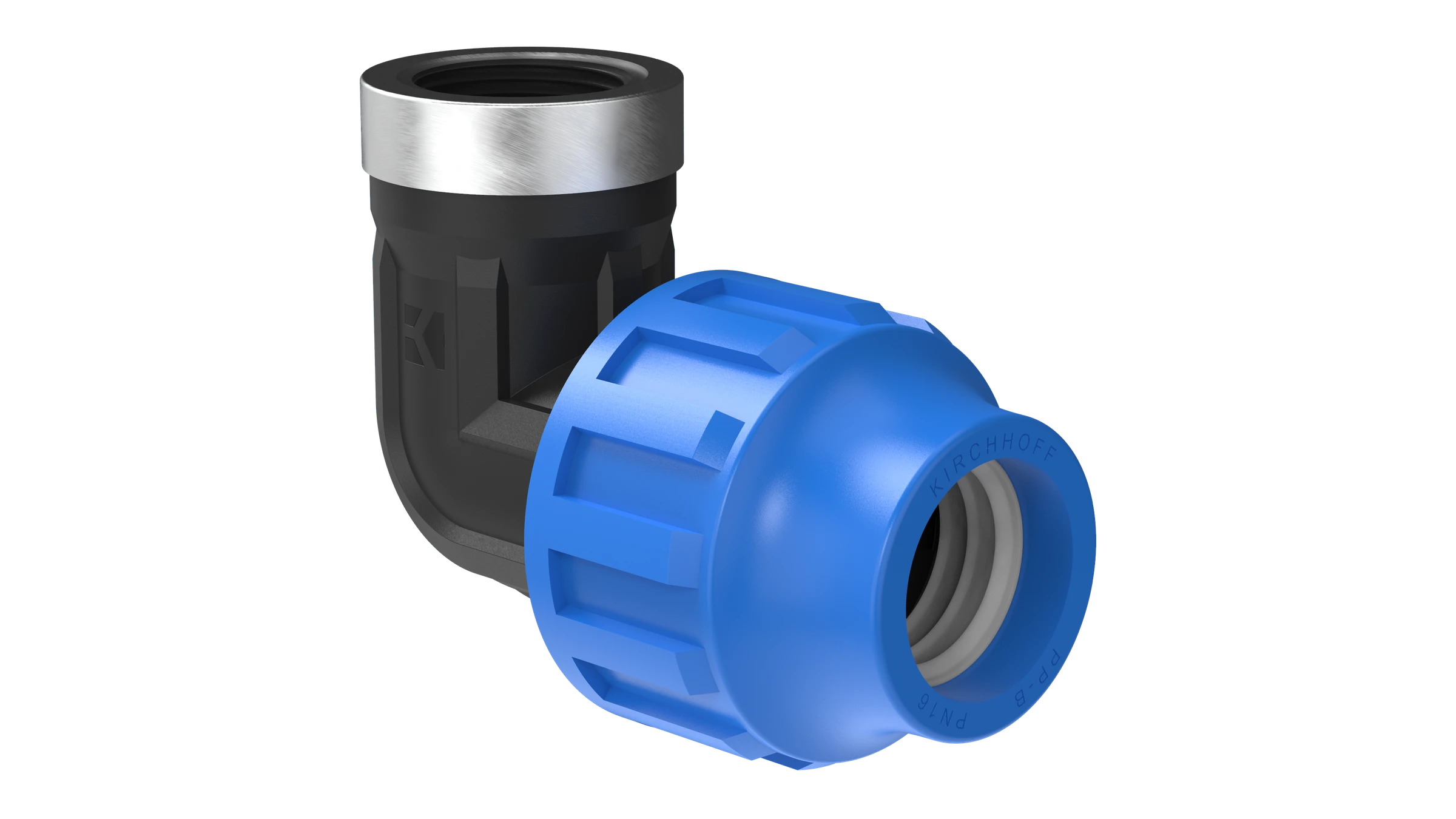 PP Winkel 90°, 32 mm x 3/4''IG, Klemmfitting für HDPE