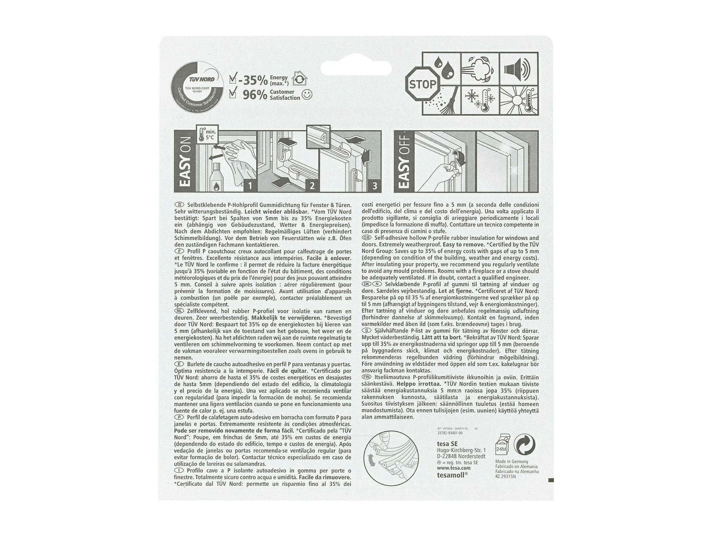tesamoll® P-Profil weiß, für Spalten von 2-5mm