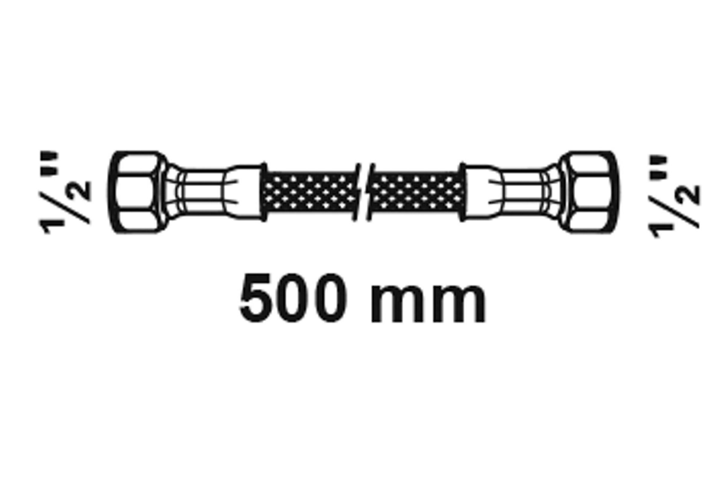 Flexibler Anschlussschlauch, 1/2''IG x 500 mm x 1/2''IG, für Heizung