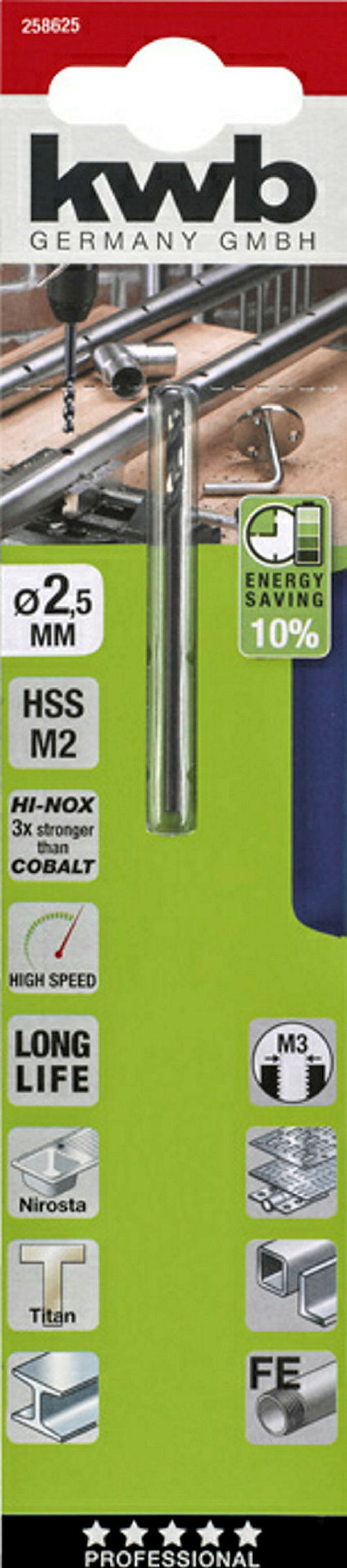 HI-NOX HSS M2 Metallbohrer, ø 2.5 mm