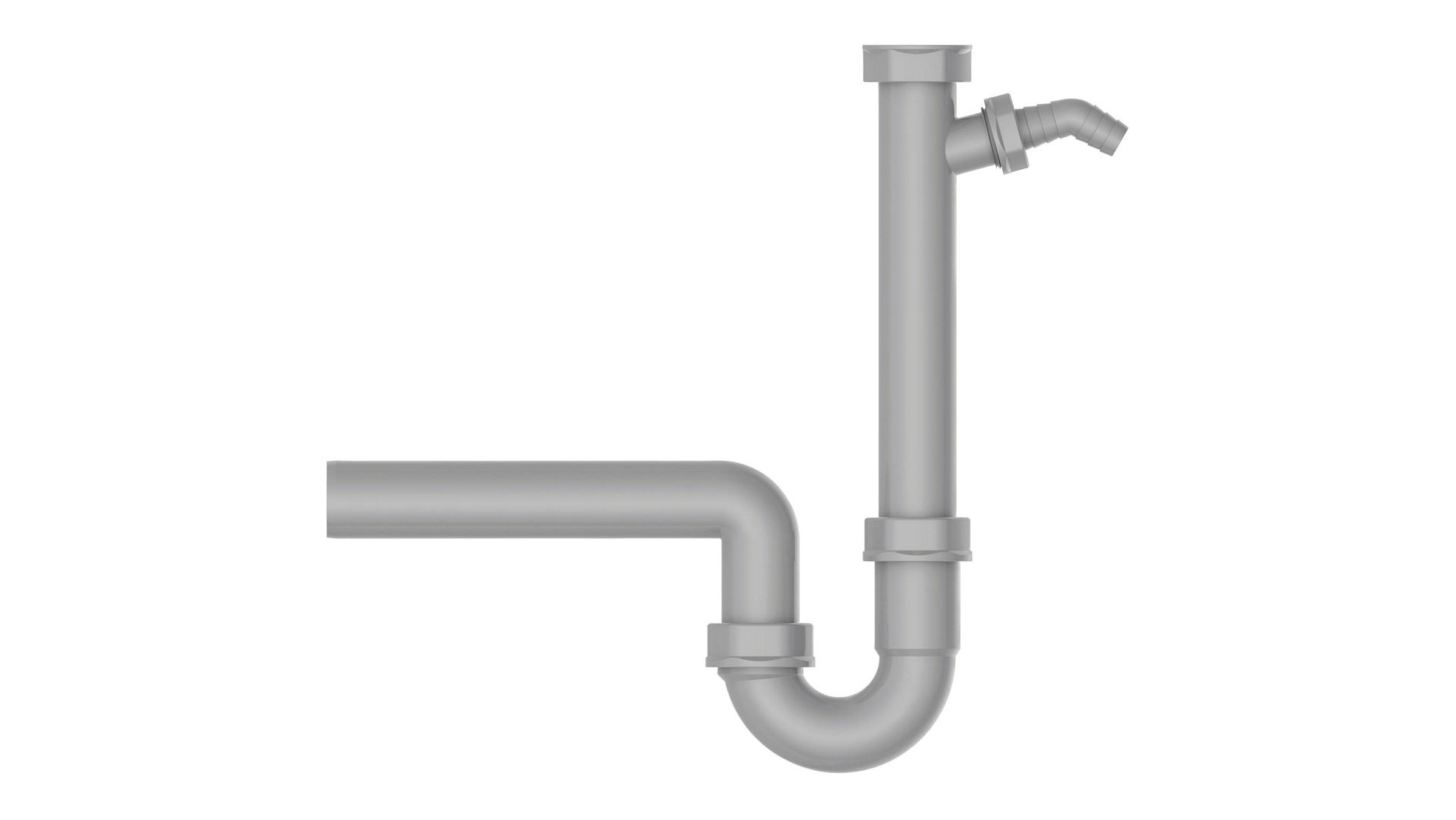 ECO-SAVE KS Spültisch-Röhrensiphon,Grau, 1 1/2''IG x 40 mm, mit 3/4'' Gerät