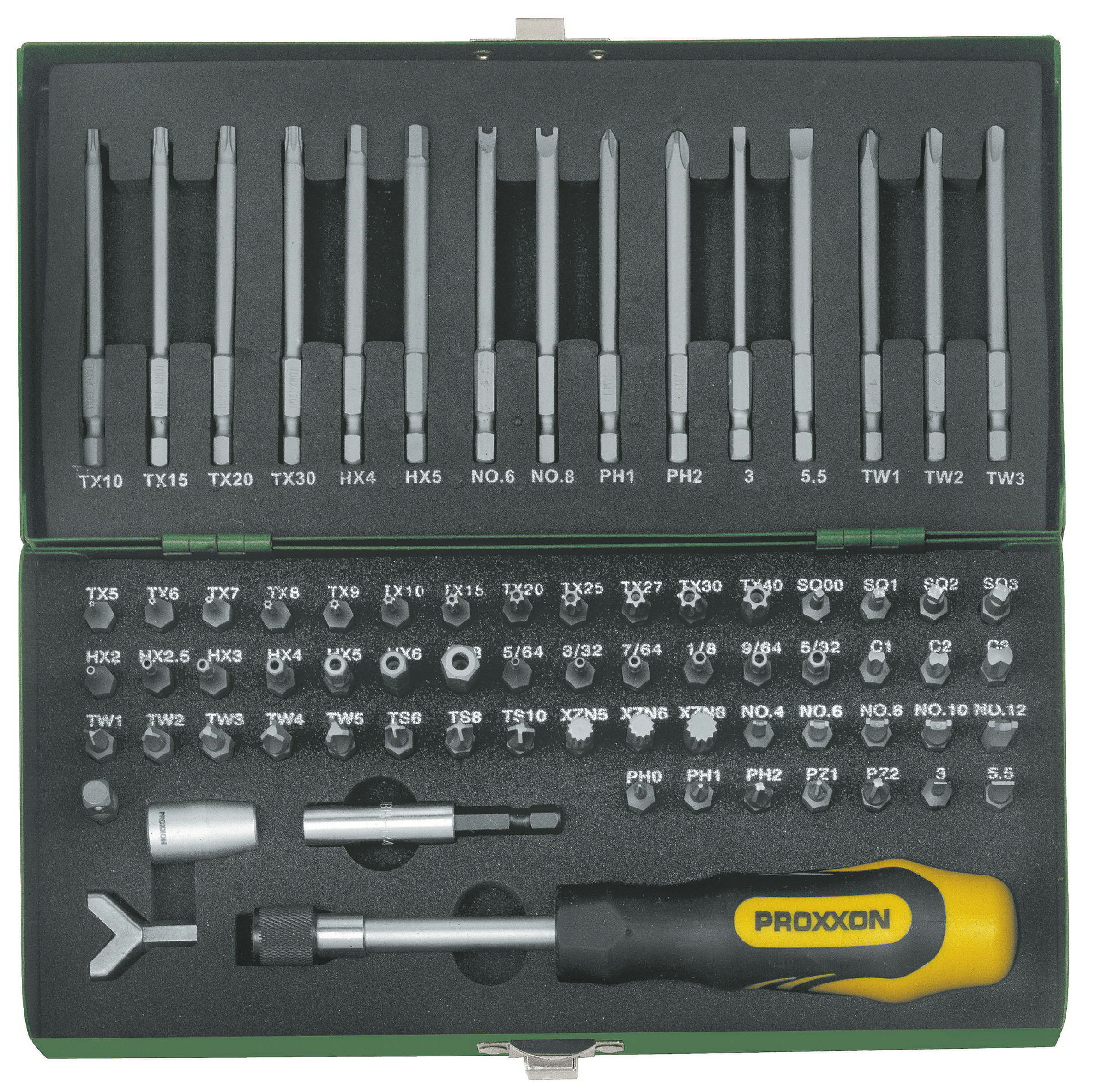 PROXXON-Super-Sicherheits- und Spezialbitsatz, 1/4'' (75-teilig)