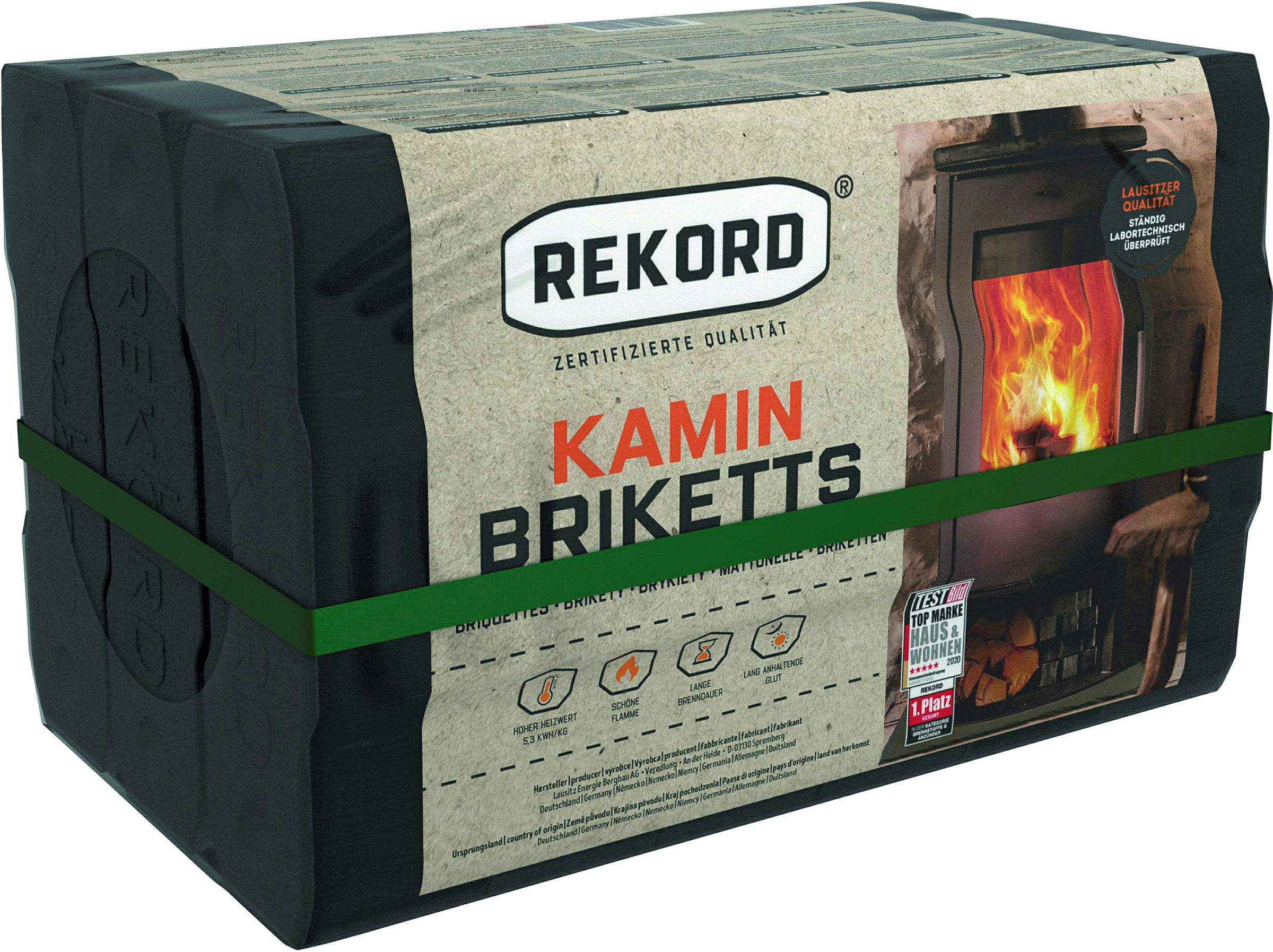 Braunkohlenbriketts REKORD sind der hochwertige Brennstoff. Sie sind heizst