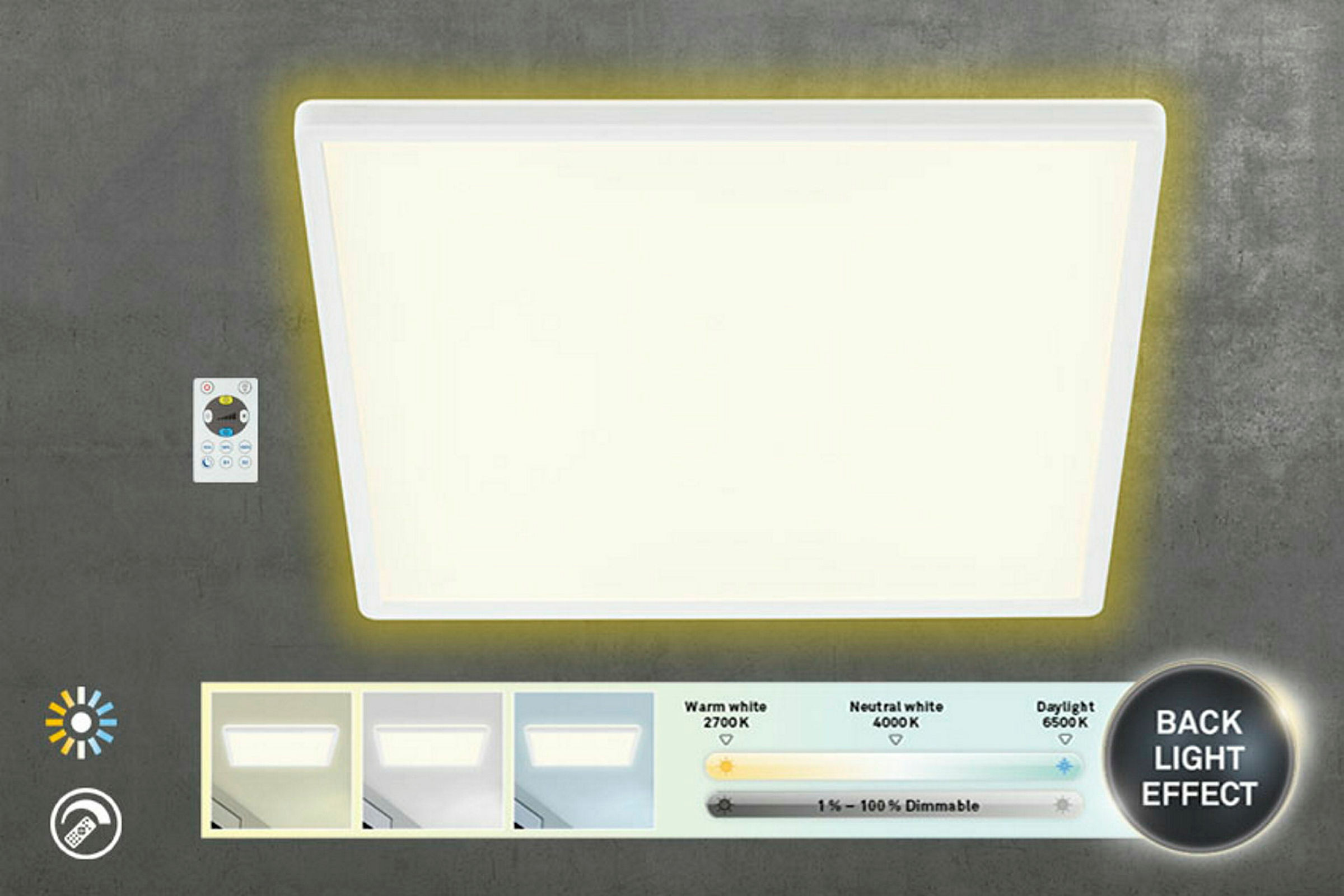 Ultraflaches CCT LED Panel,weiß, 1xLED/22W