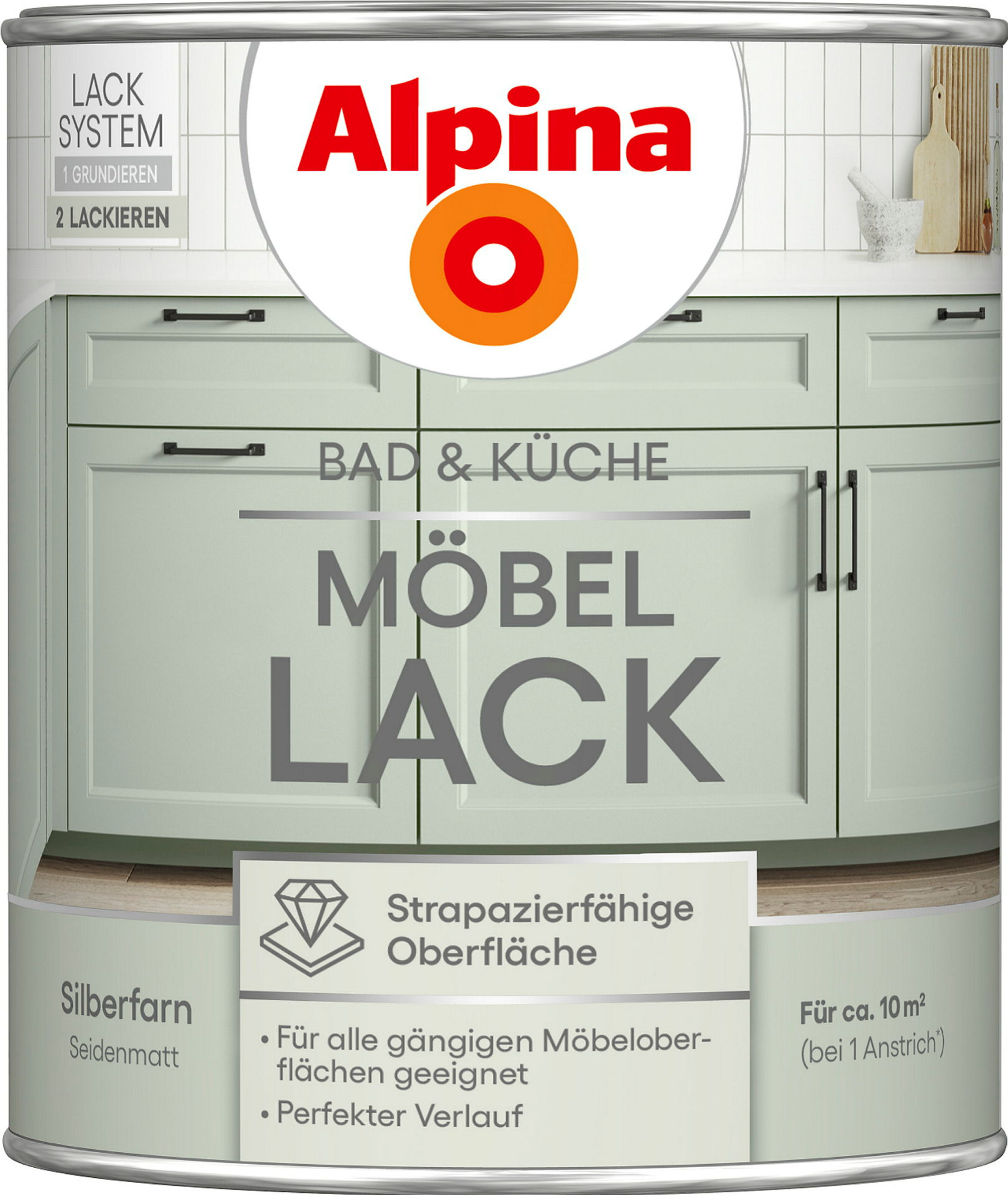 Alpina Bad & Küche Möbel-Lack Silberfarn SM 0,75L