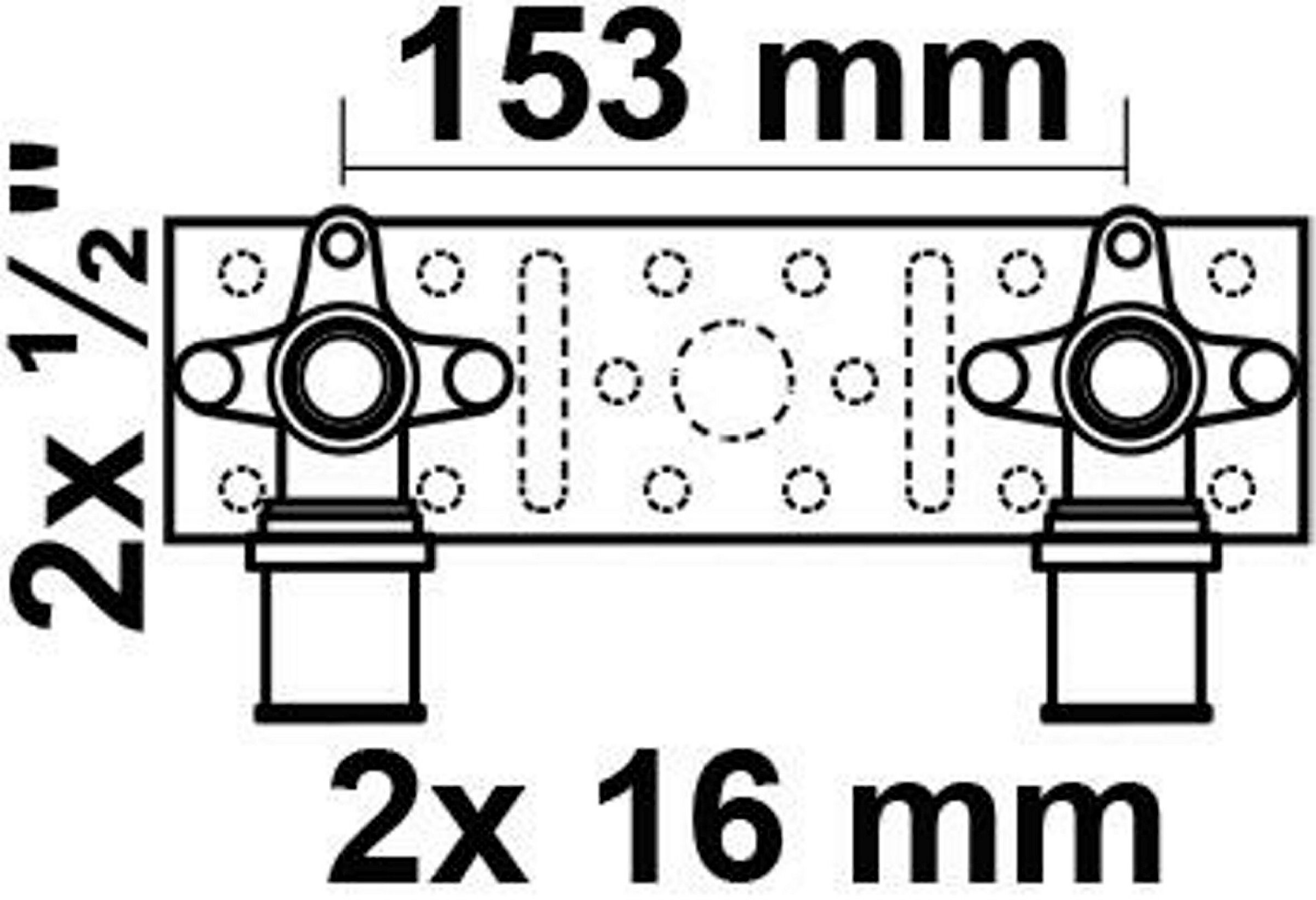 MS Montageeinheit, blank, 16 mm x 1/2''IG, Stichmaß 153 mm, Pressfitting fü