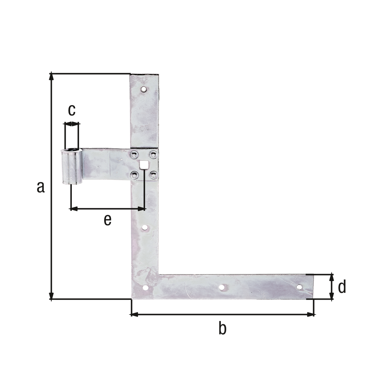 Fensterladen-Winkelband gerade Abschluss gerade 250x200Ø13 unten verzinkt