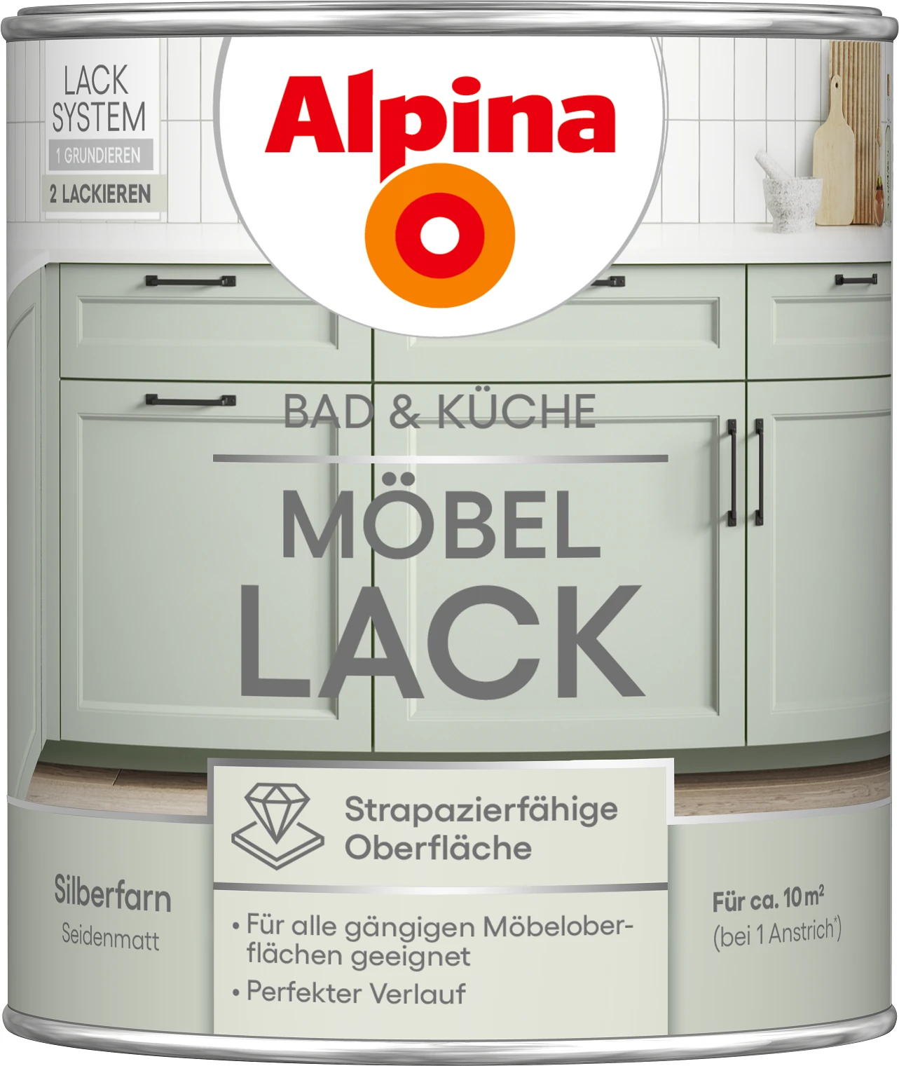 Alpina Bad & Küche Möbel-Lack Silberfarn SM 0,75L