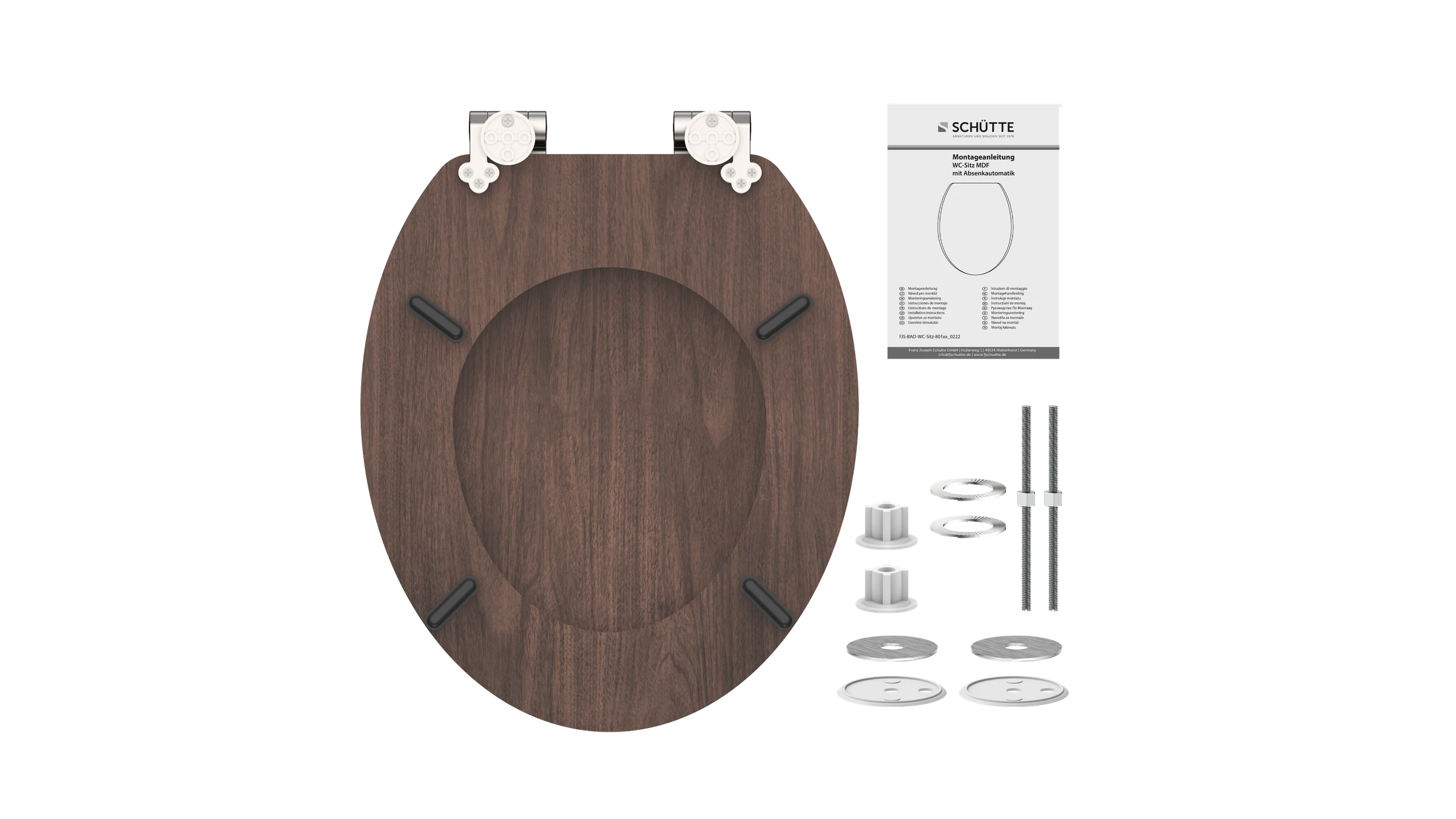 MDF WC-Sitz DARK WOOD, mit Absenkautomatik