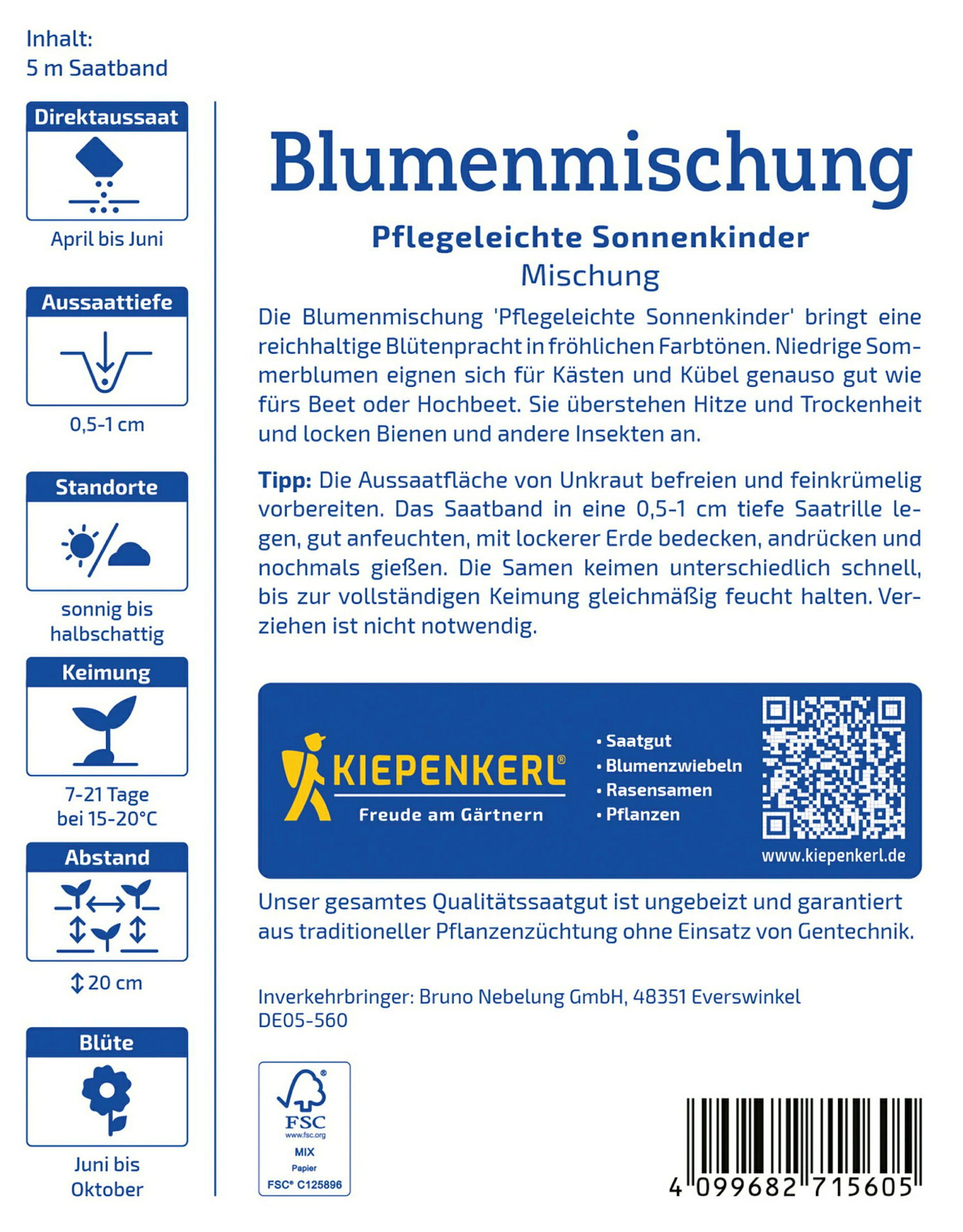 Kiepenkerl Blumenmischung Pflegeleichte Sonnenkinder, Saatband
