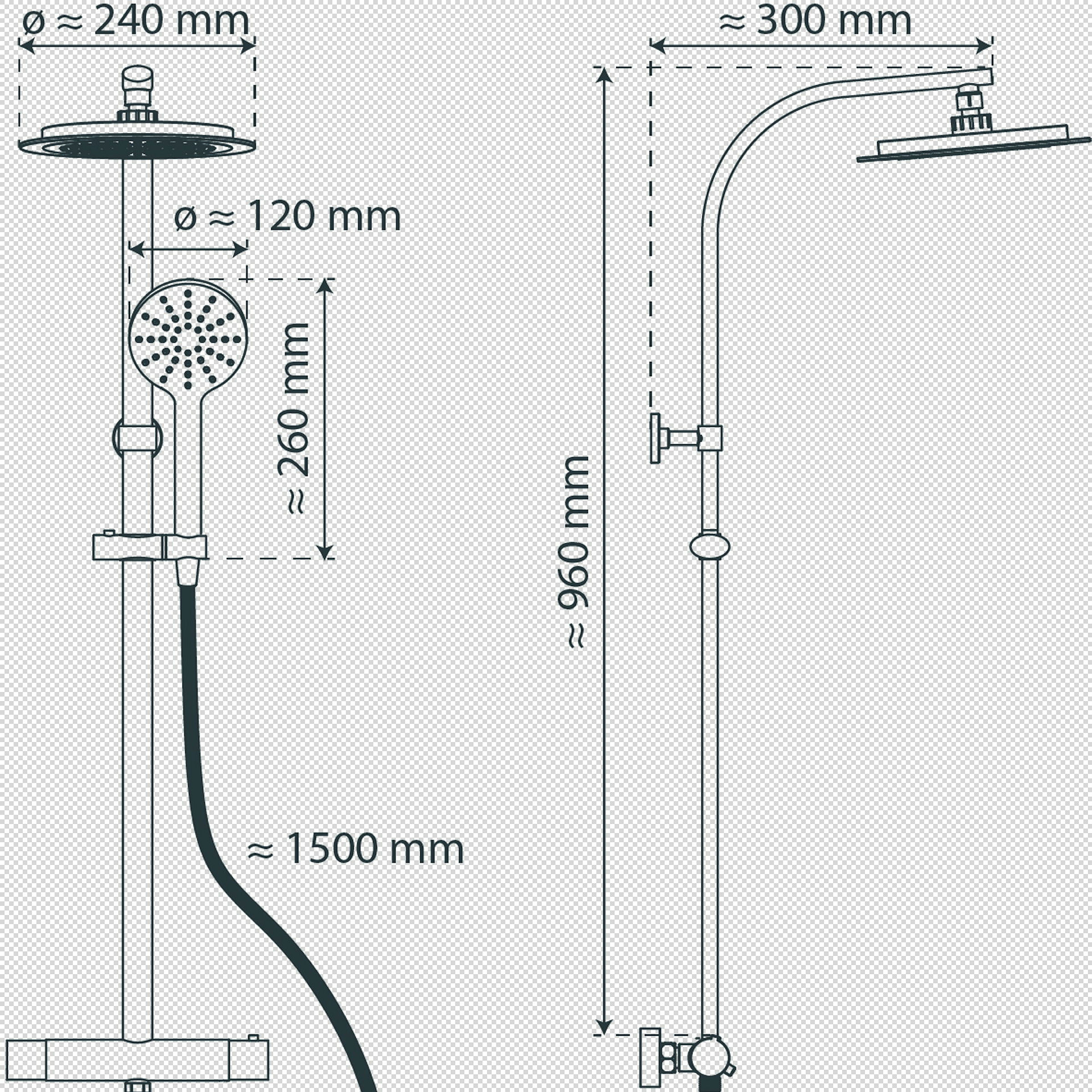 MADURA FRESH Überkopfbrause-Set, Chrom, mit Thermostatarmatur
