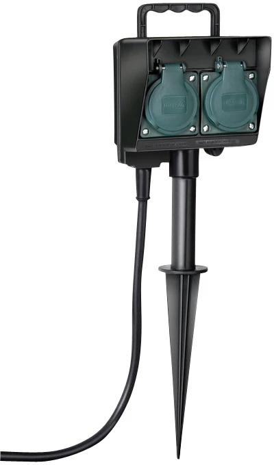 Gartensteckdose mit Erdspiess 2-Fach 14m Kabel H07RN-F3G15