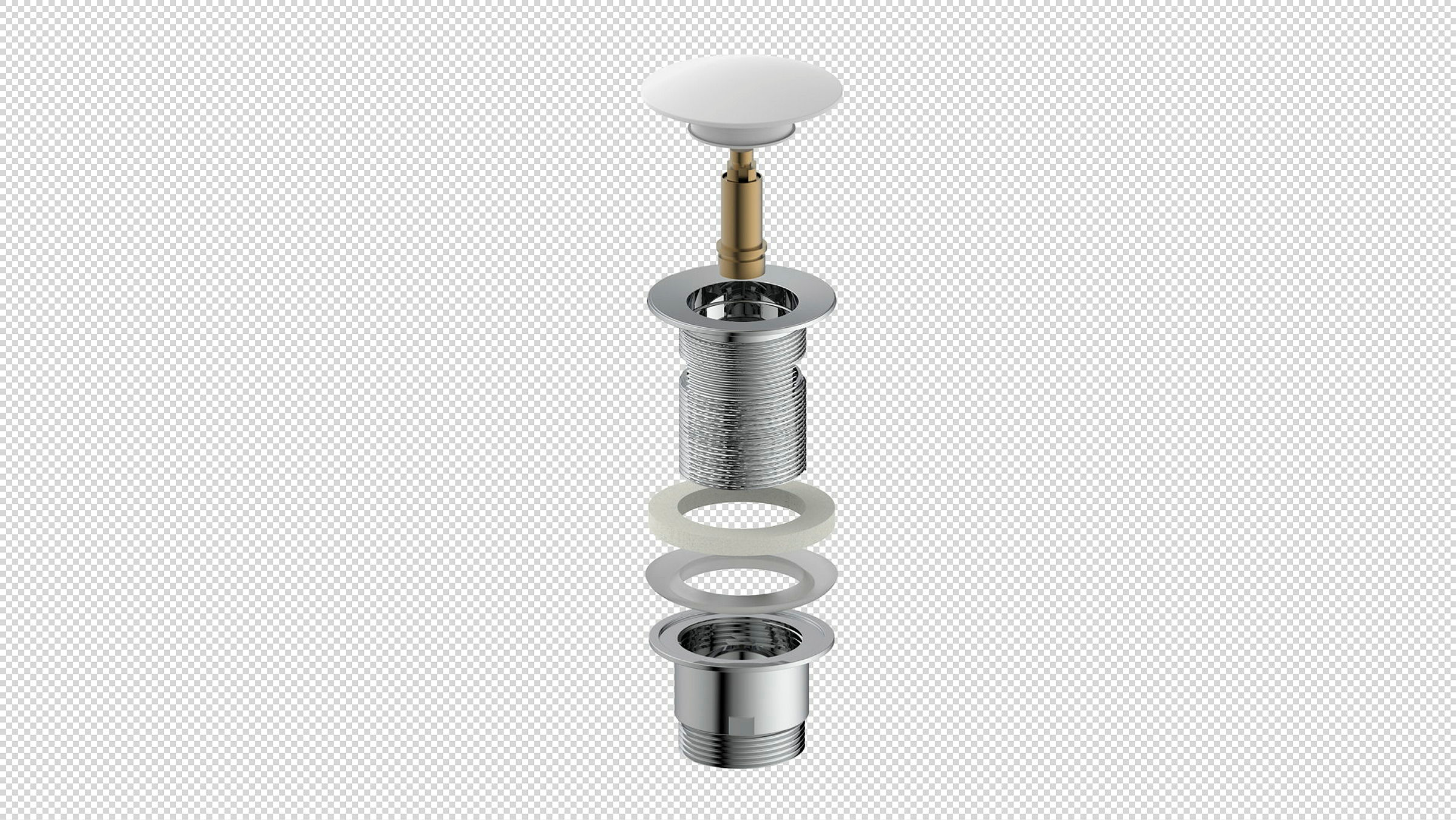 Design-Ablaufventil, Kappe Weiß, 1 1/4 x 65 mm, mit Überlauf
