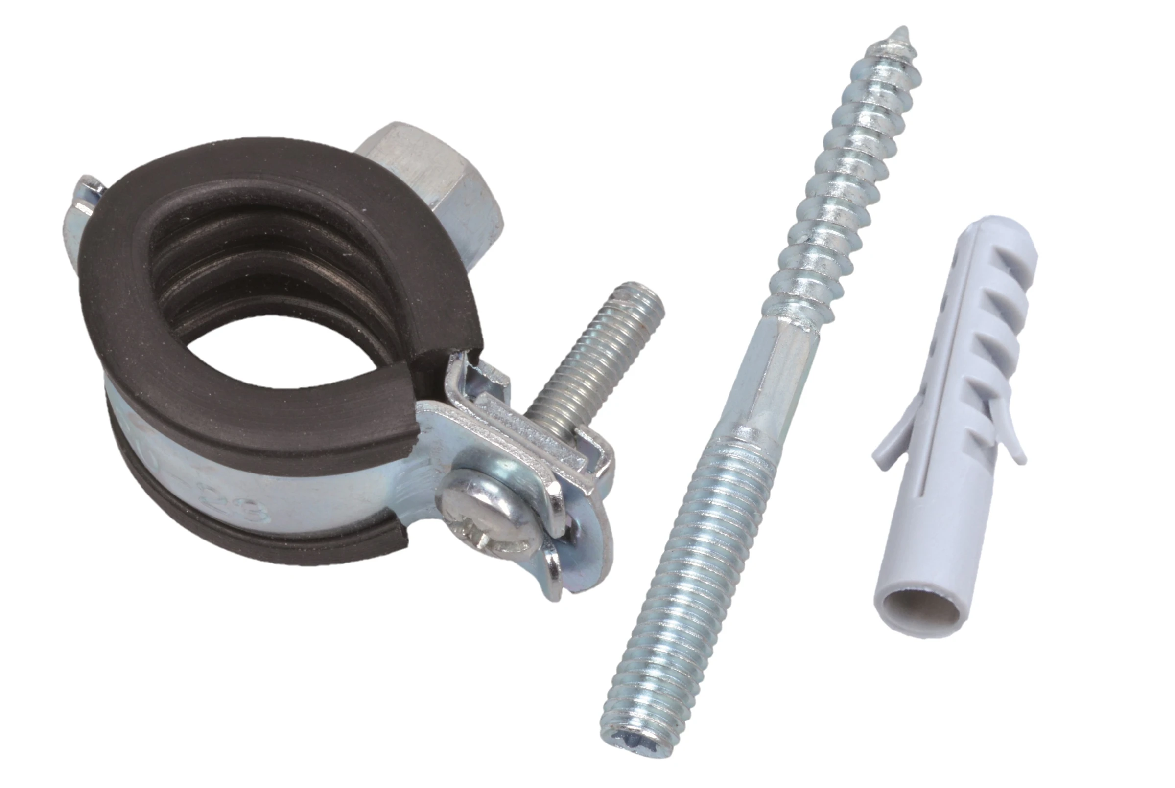 Rohrschelle, 26 mm - 28 mm, schallgedämmt, für 3/4'', mit Stockschraube M8