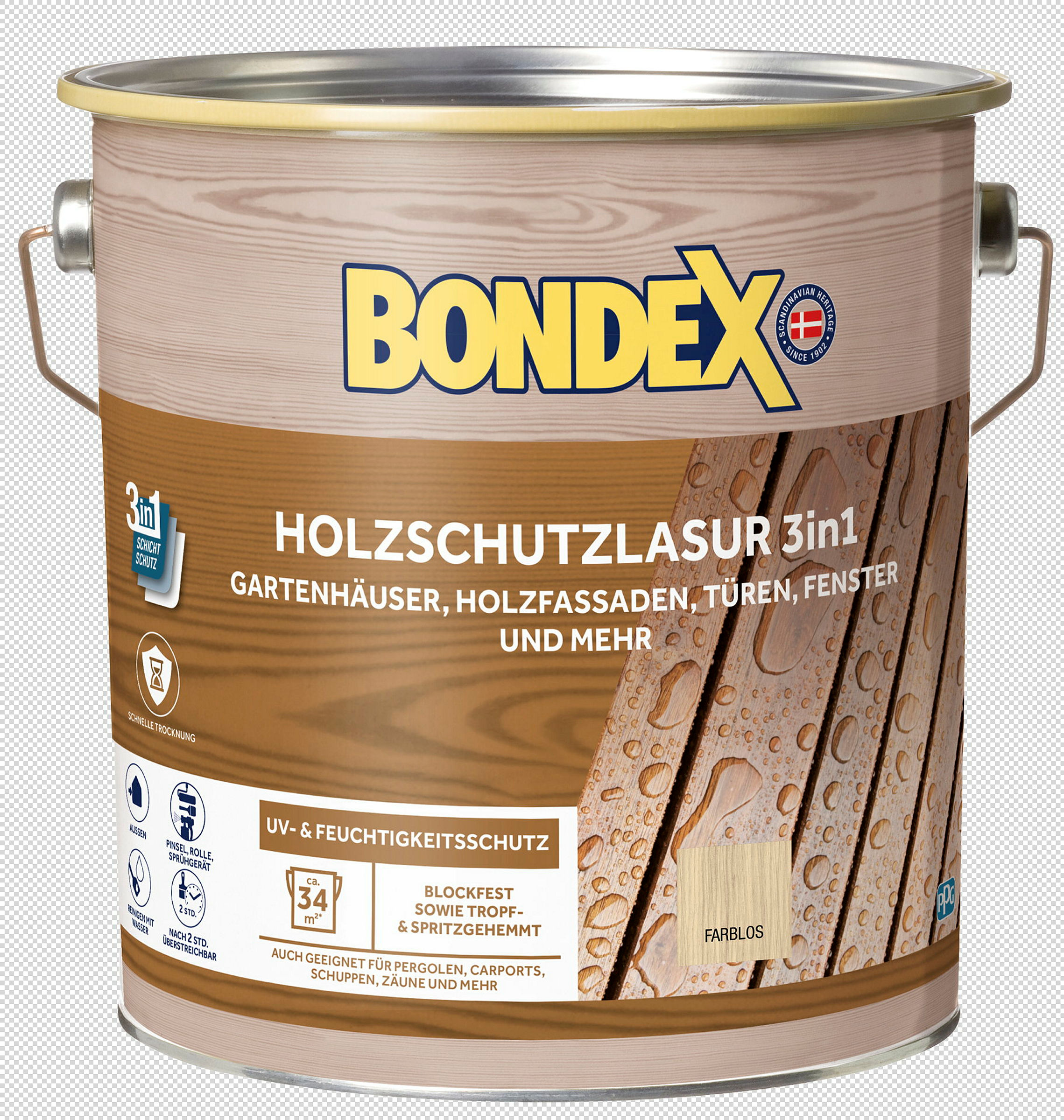 BONDEX Holzlasur Für Aussen 3in1 farblos 4L