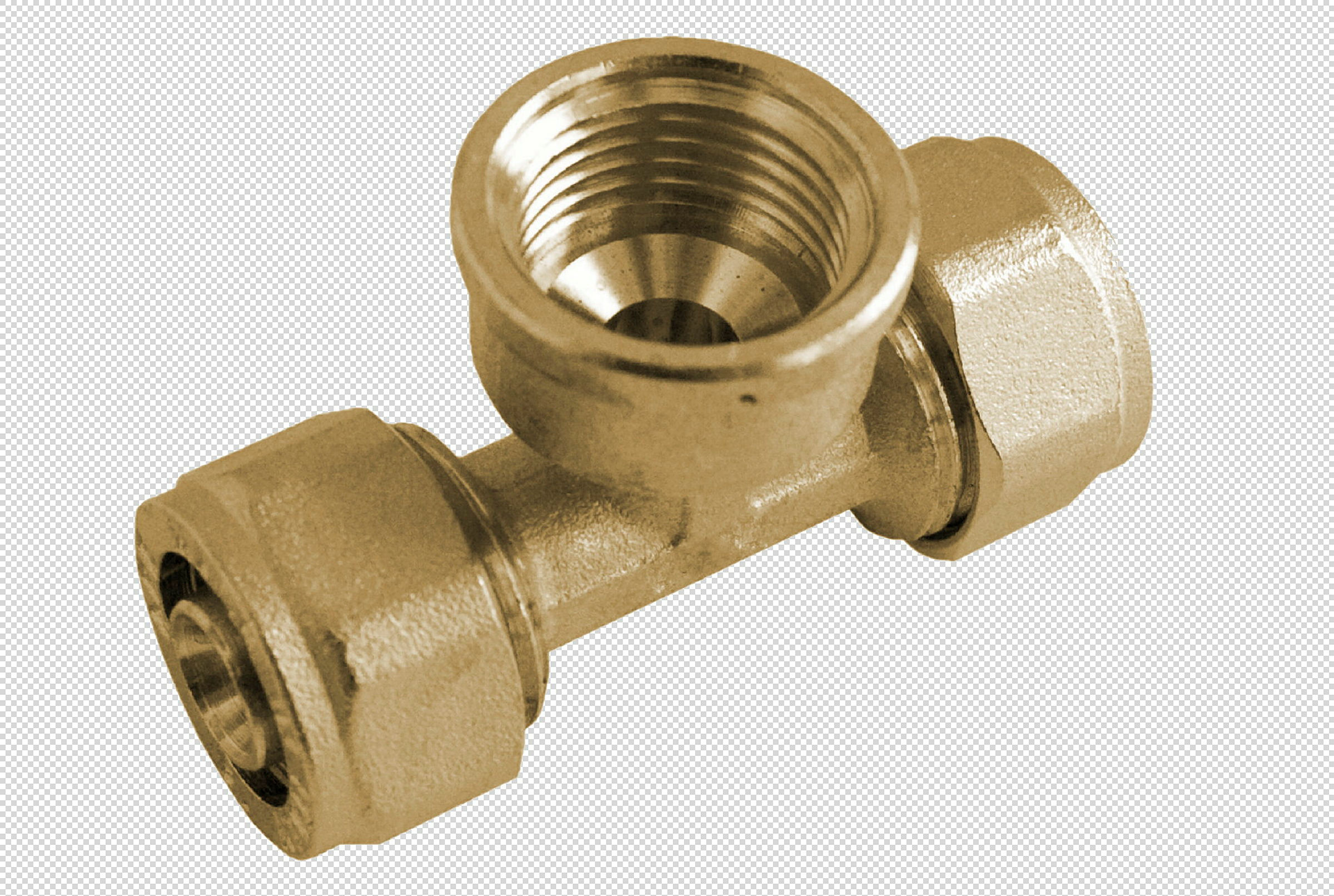 MS T-Stück, blank, 16 mm x 1/2''IG x 16 mm, Klemmfitting für MSVR