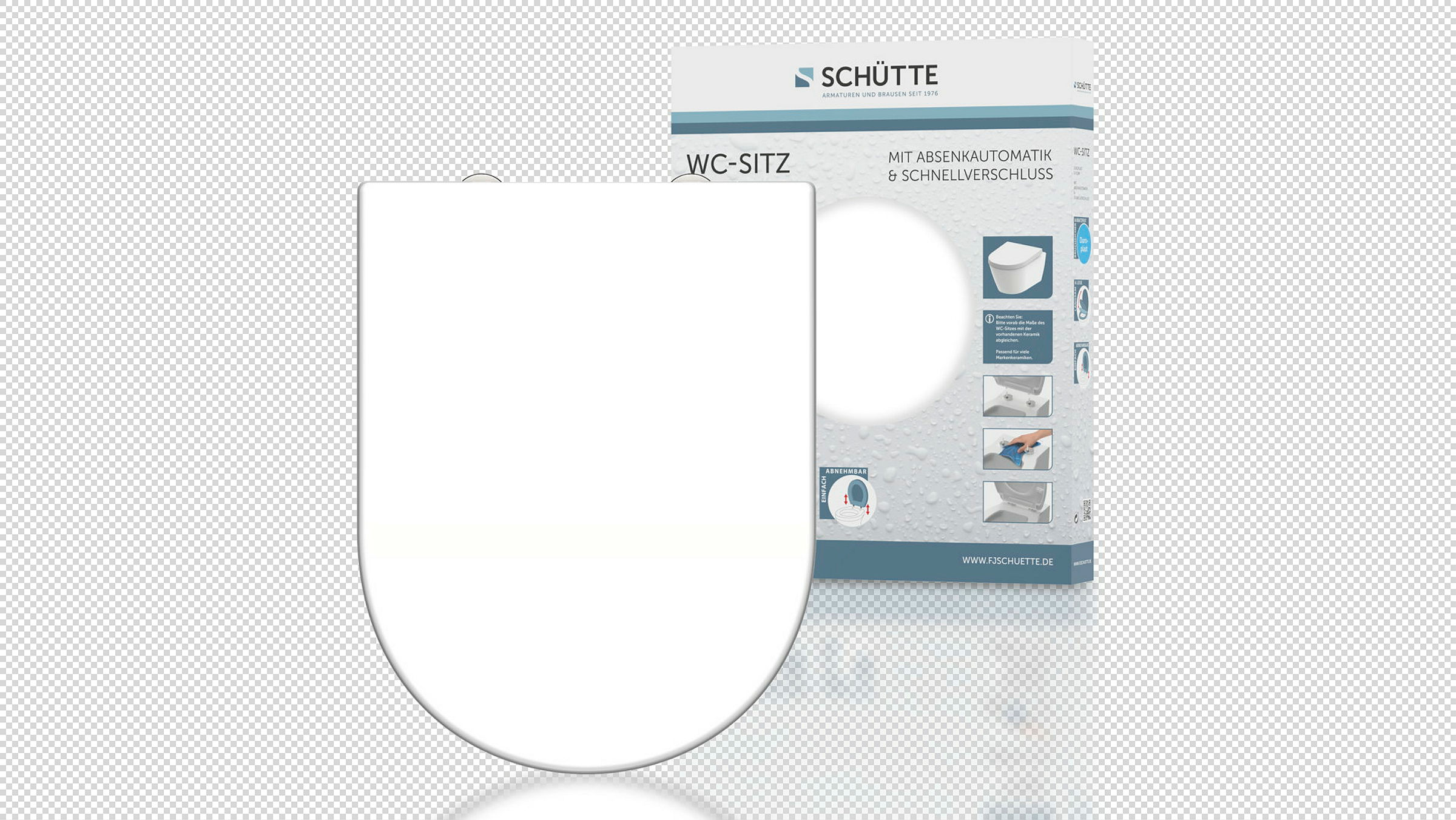 Duroplast WC-Sitz D-Form WHITE, mit Absenkautomatik und Schnellverschluss