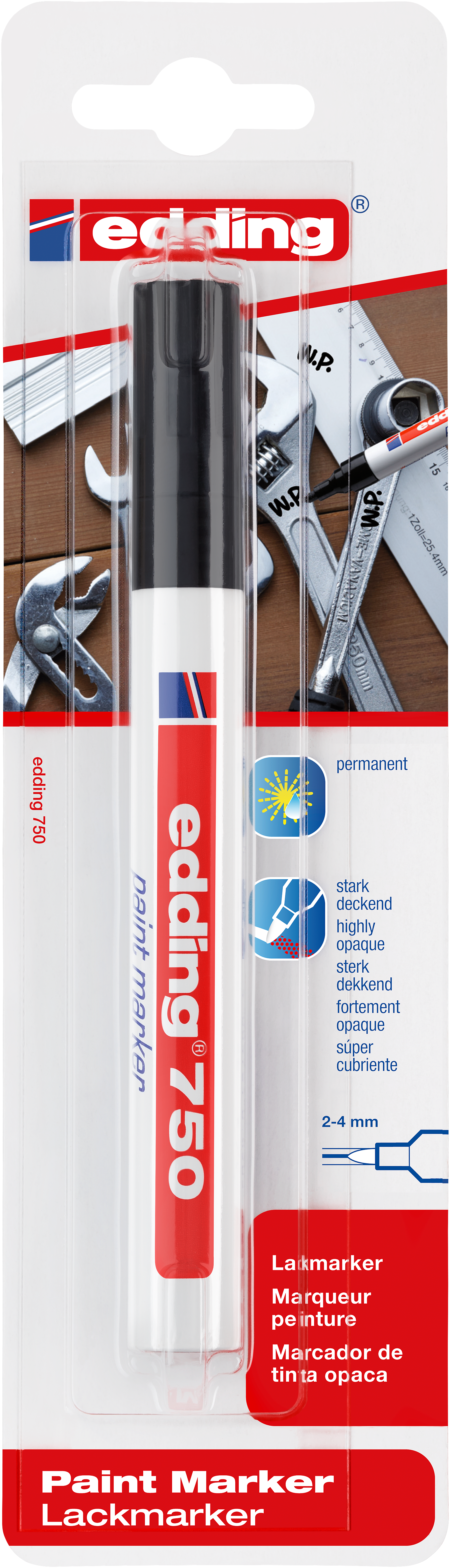 edding 750 Lackmarker 1er-Blister schwarz B2C