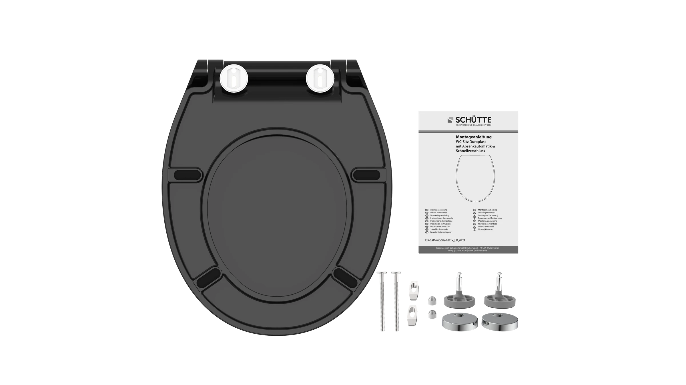 Duroplast WC-Sitz SLIM BLACK, mit Absenkautomatik und Schnellverschluss