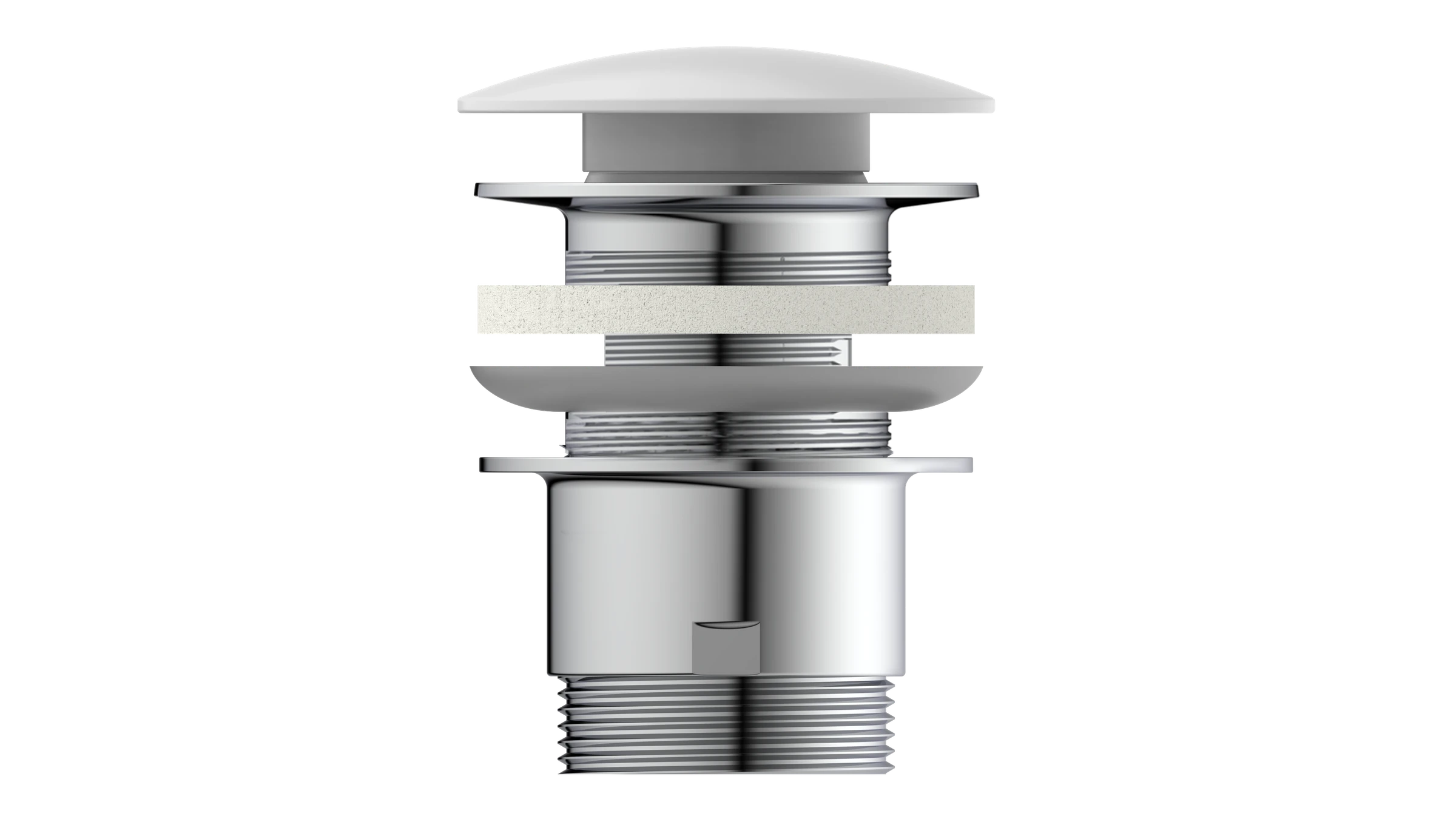 Design-Ablaufventil, Kappe Weiß, 1 1/4 x 65 mm, mit Überlauf