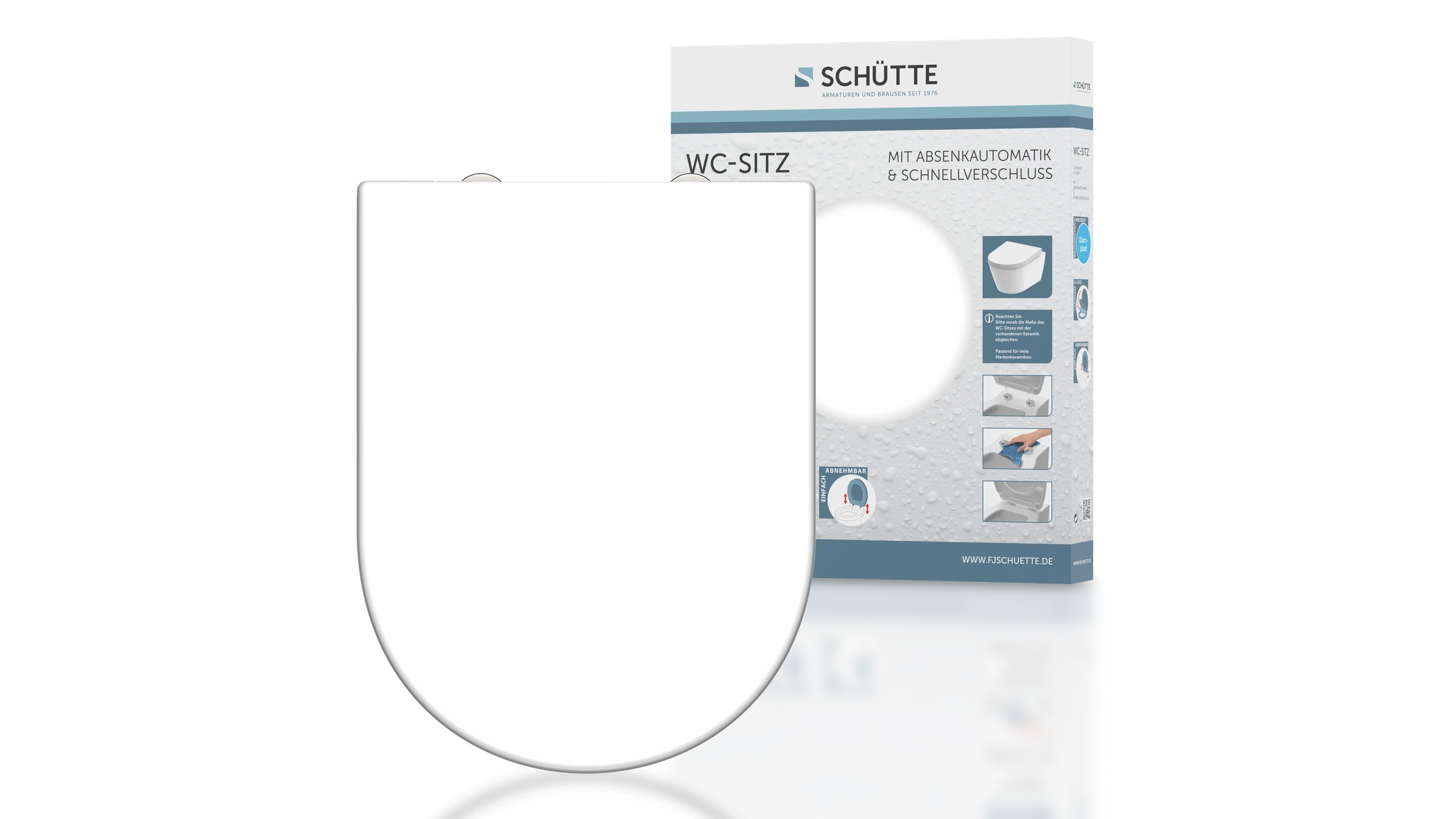 Duroplast WC-Sitz D-Form WHITE, mit Absenkautomatik und Schnellverschluss