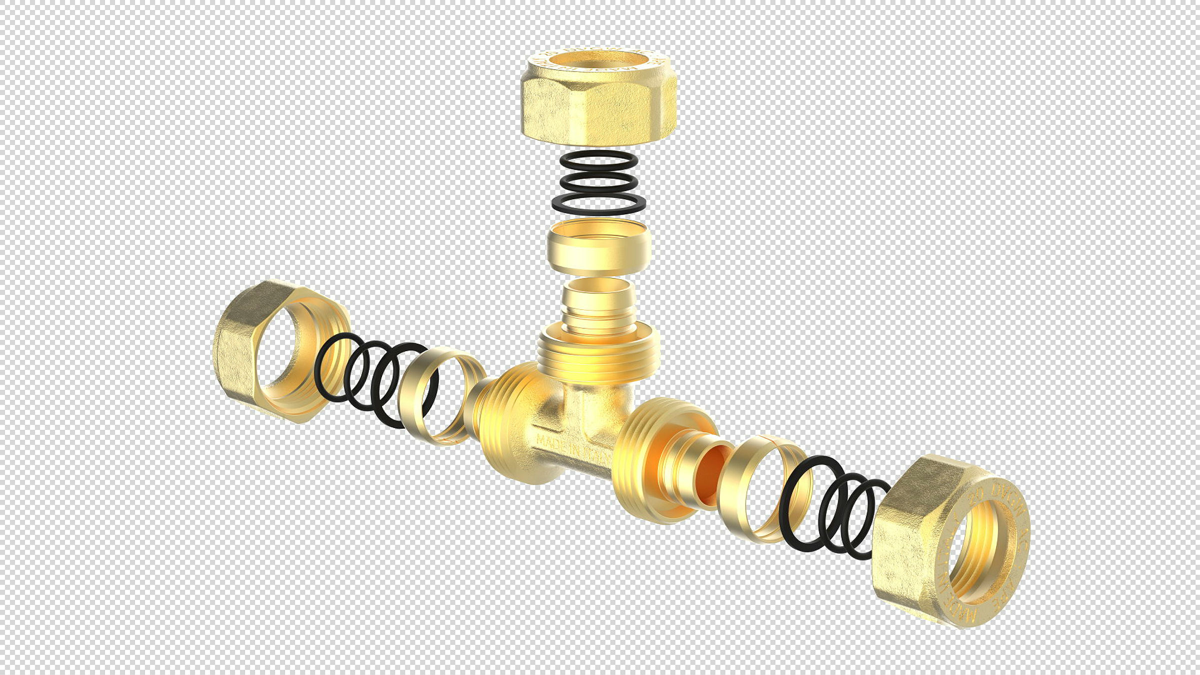 MS T-Stück, blank, 20 mm, Klemmfitting für MSVR