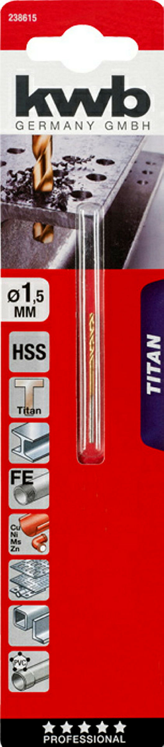 TITAN HSS Spiralbohrer, ø 1.5 mm