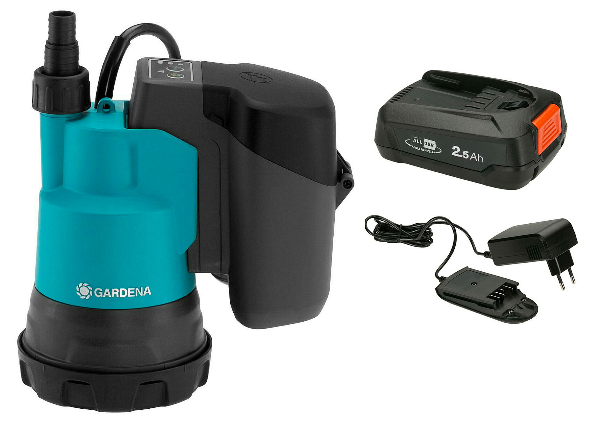 Akku-Klarwasser-Tauchpumpe 2000/2 18V P4A Ready-To-Use Set