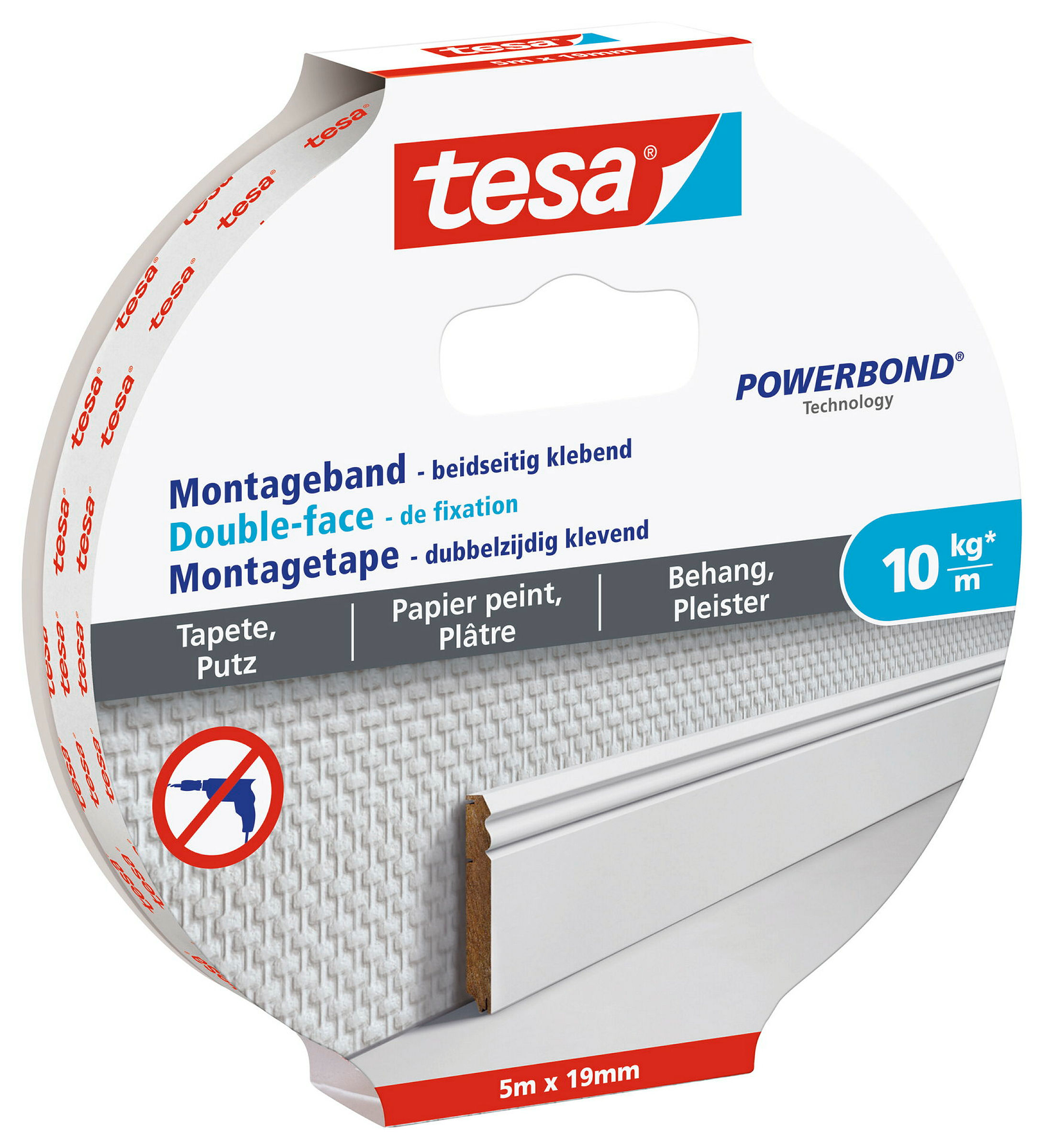 Montageband für Tapeten und Putz (10kg/m), 5 m x 19 mm